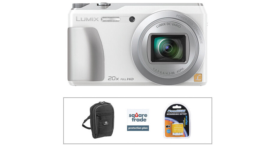 Panasonic Lumix DMC-ZS35 Digital Camera Deluxe Kit (White) B&H