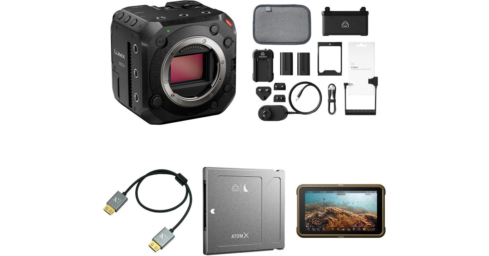 Panasonic LUMIX BS1H 撮影セット Panasonic Lumix BS1H Box Cinema Camera with Atomos Ninja V5