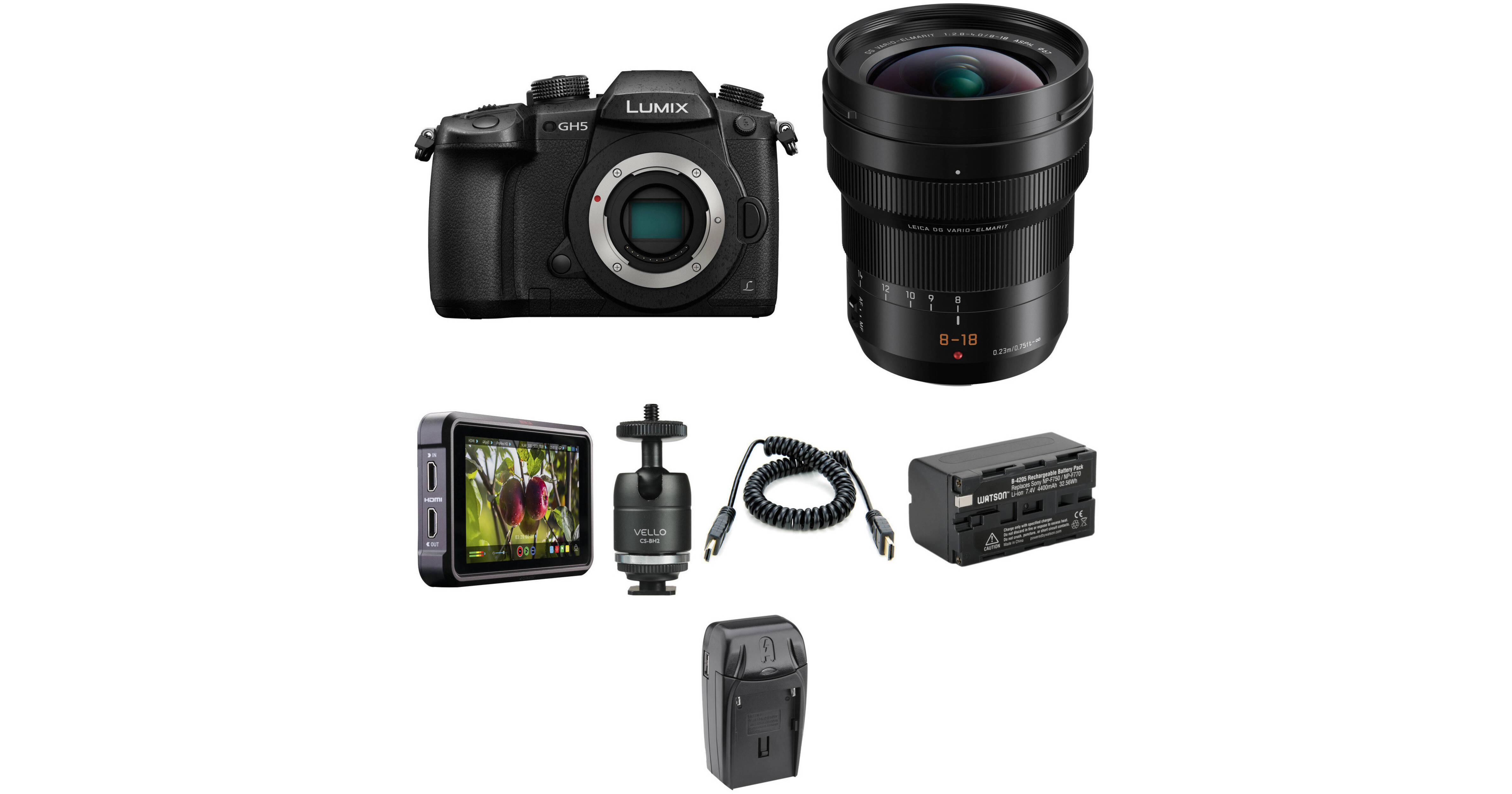 Panasonic Lumix GH5 Mirrorless Camera with 8-18mm Lens and Ninja