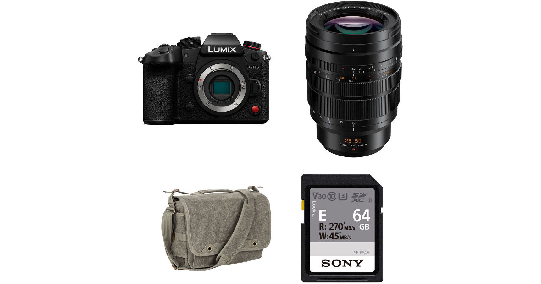 Panasonic Lumix GH6 Mirrorless Camera with 25-50mm Lens and