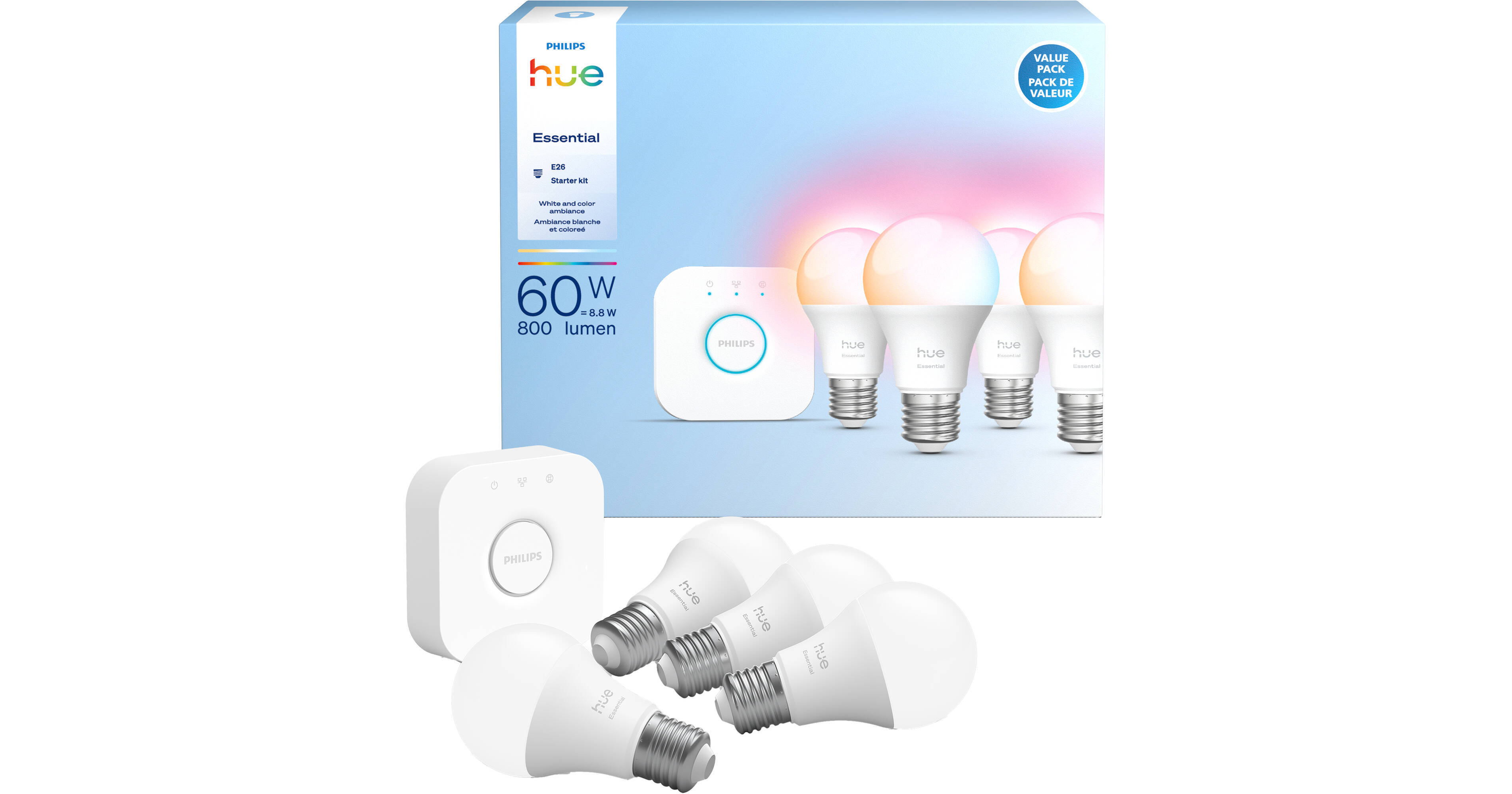 Philips Hue Essential A19 Starter Kit 608983 B&H Photo Video