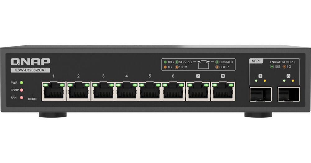 QNAP QSW-L3208-2C6T-US 6-Port 10G Managed QSW-L3208-2C6T-US B&H