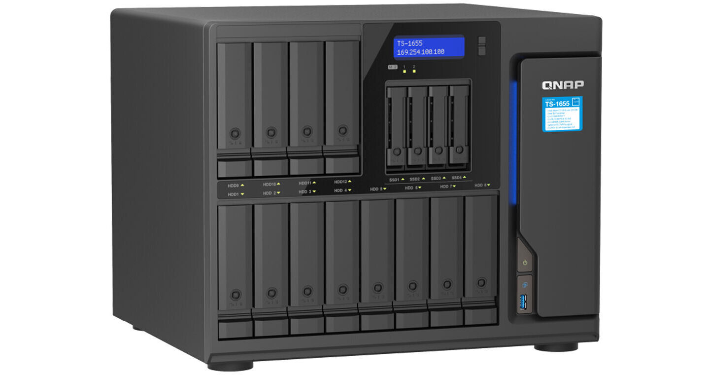 外付けハードディスク・ドライブ QNAP TS-1655 16-bay NAS QNAP TS-1655 16-Bay NAS Enclosure TS-1655-8G-US B&H Photo Video