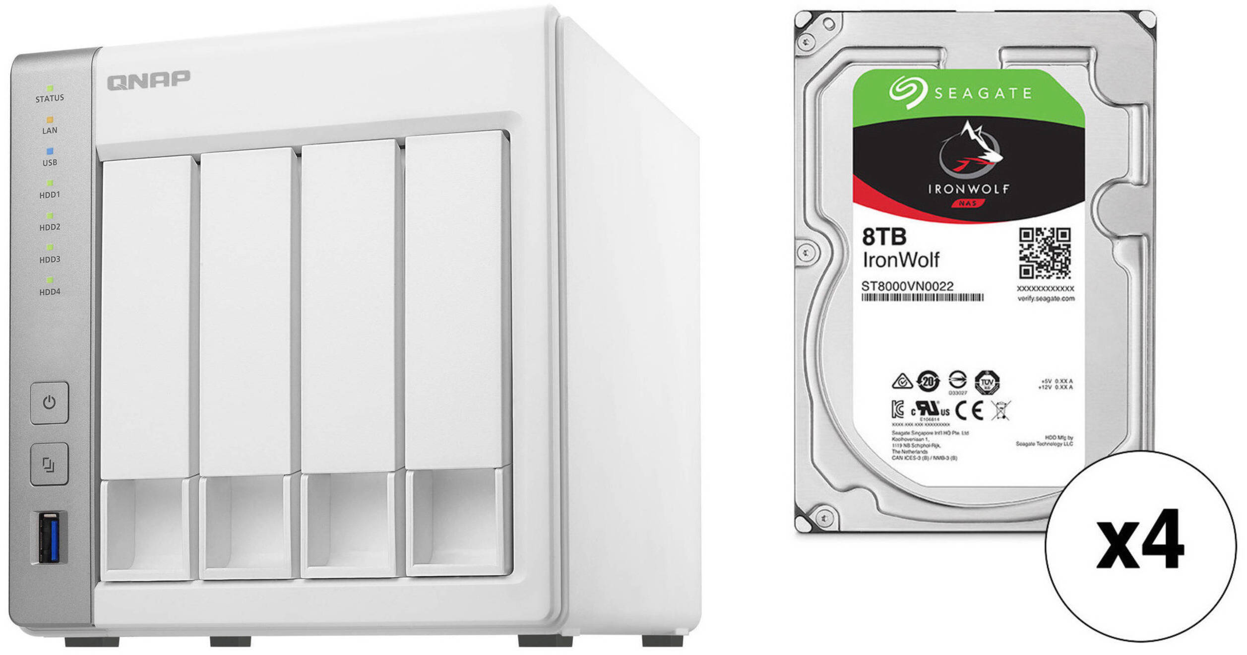 QNAP TS-431P 32TB 4-Bay NAS Enclosure Kit with Seagate NAS