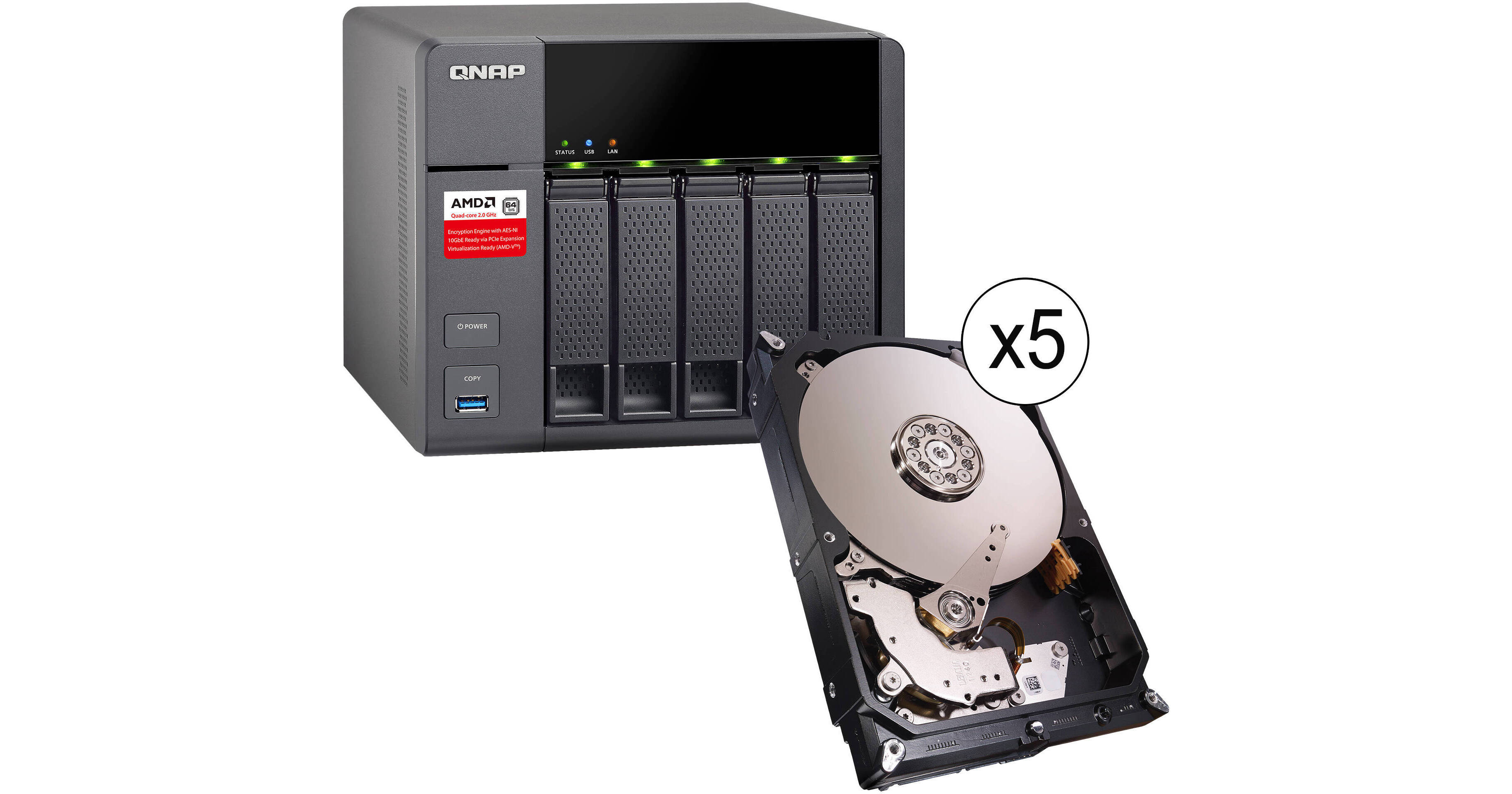 QNAP TS-563 20TB (5 x 4TB) Five-Bay NAS Server Kit with Seagate