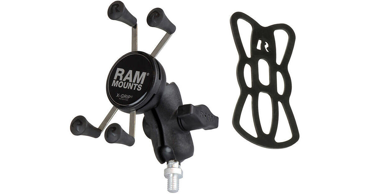 RAM Medium Tough-Clamp with Double Socket Arm & Universal X-Grip Phone Holder. (sku 18488)