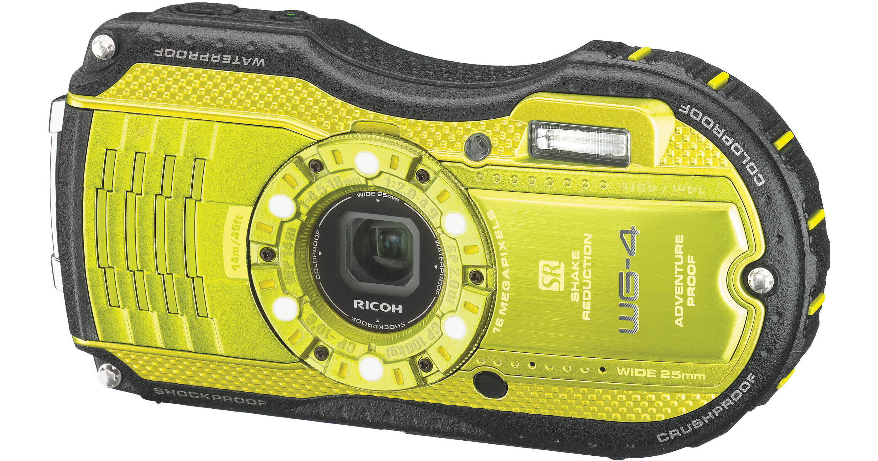 【E2060】 RICOH WG-4 ライムイエロー リコー Ricoh WG-4 Digital Camera (Lime Yellow) 08587 B&H Photo Video