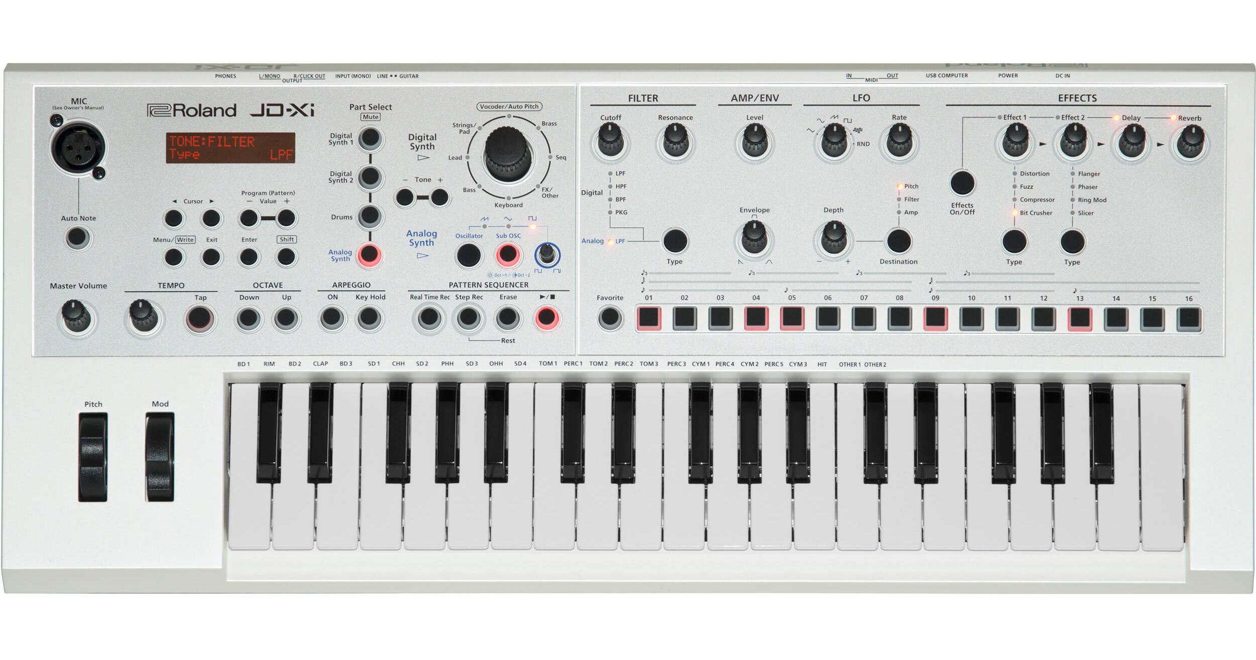 Roland JD-Xi Analog/Digital Synthesizer (White) JD-XI-WH B&H