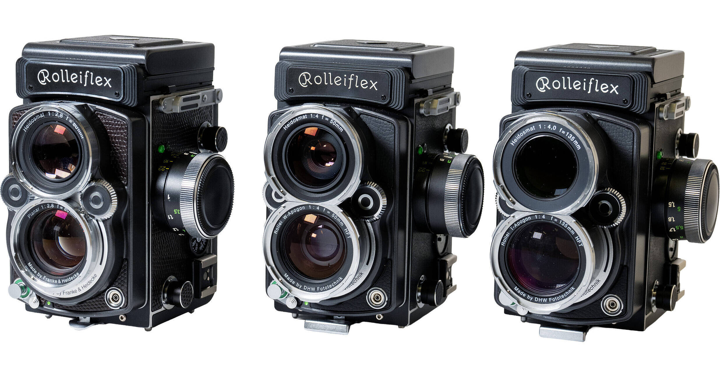 Used Rollei Rolleiflex 2,8 FX, 4,0 FW, and 4,0 FT Camera Set