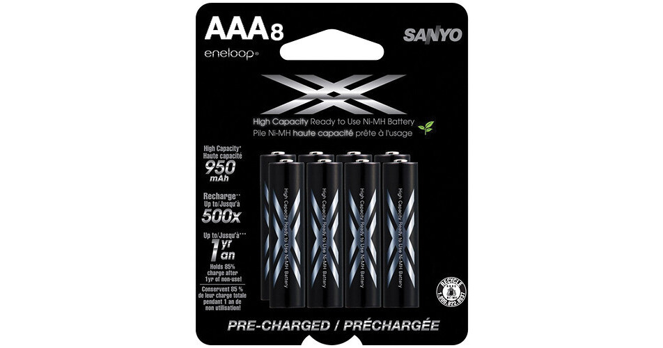 Sanyo Eneloop XX Rechargeable AAA Ni-MH Batteries HR-4UWXA8A B&H
