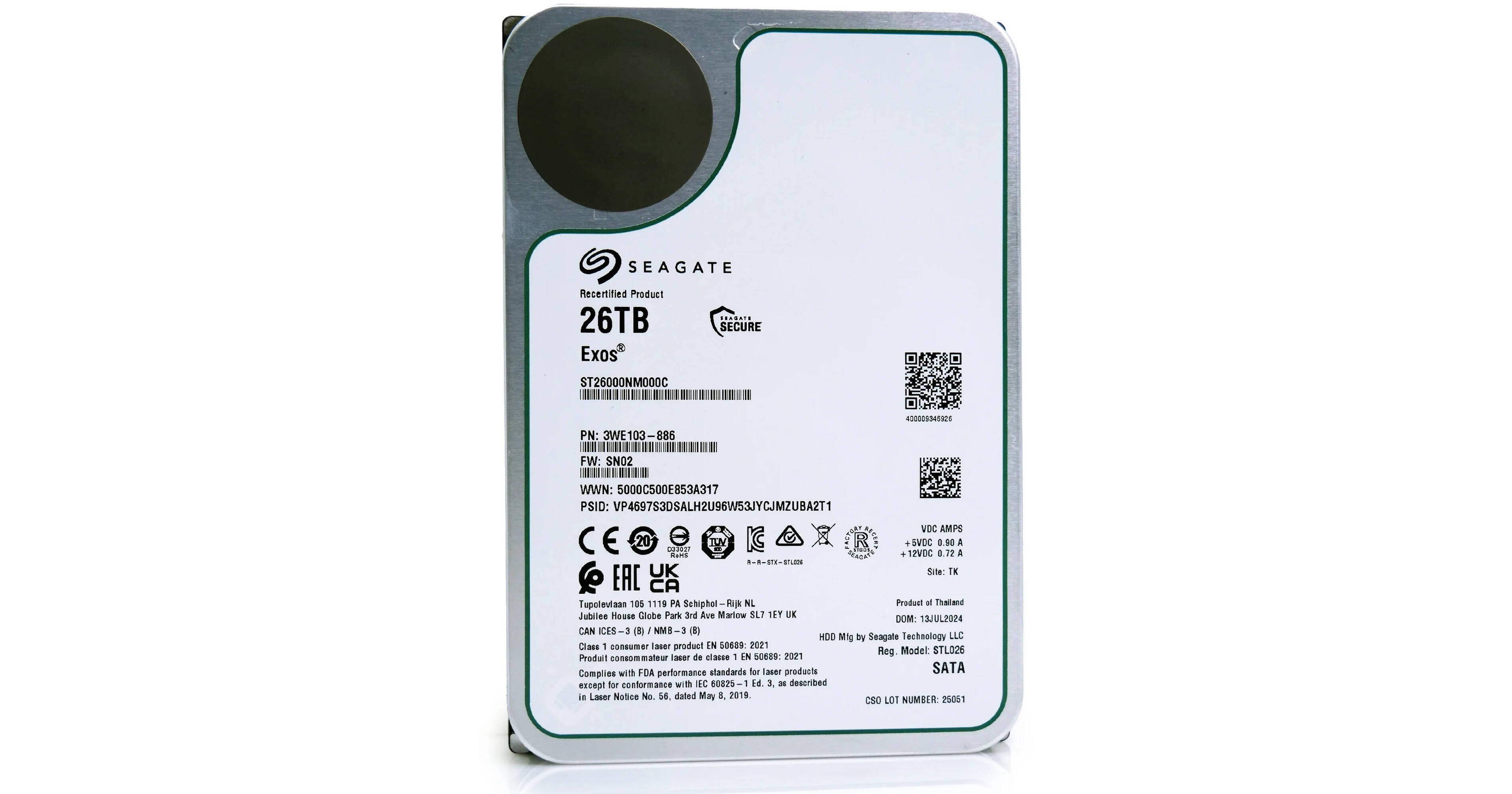 Seagate 26TB Exos 7200 rpm SATA III 3.5
