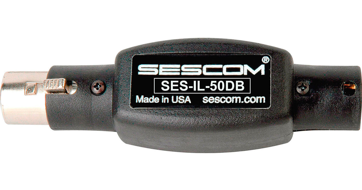 Lux　XLR用アッテネーター Sescom XLR Male to XLR Female In-Line Attenuator SES-IL-50DB B&H