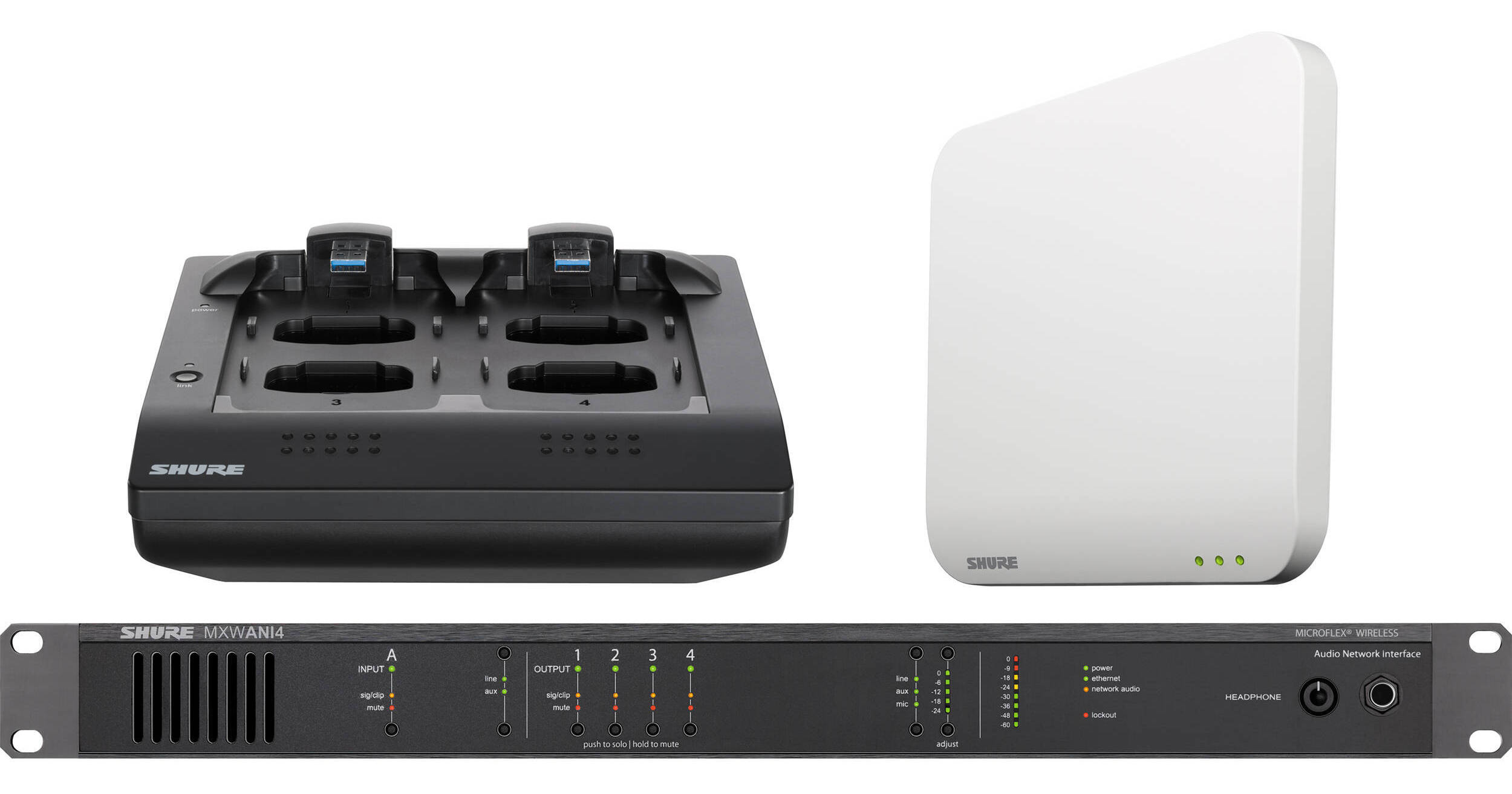 Shure Microflex 4-Channel System MXWS4-Z10 B&H Photo Video