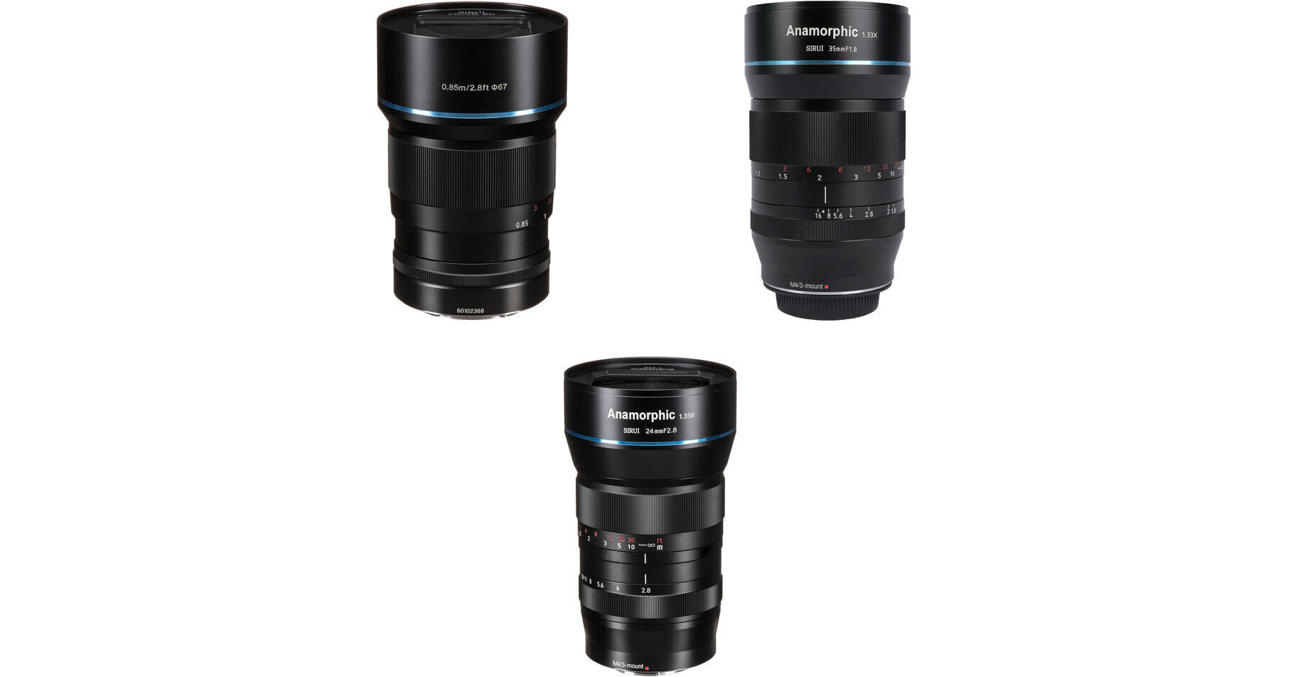 Sirui アナモルフィック MFT1.33x 24,35,50,75mmセット Sirui Anamorphic 1.33x MFT Mount Lens Kit (24, 35, and 50mm)