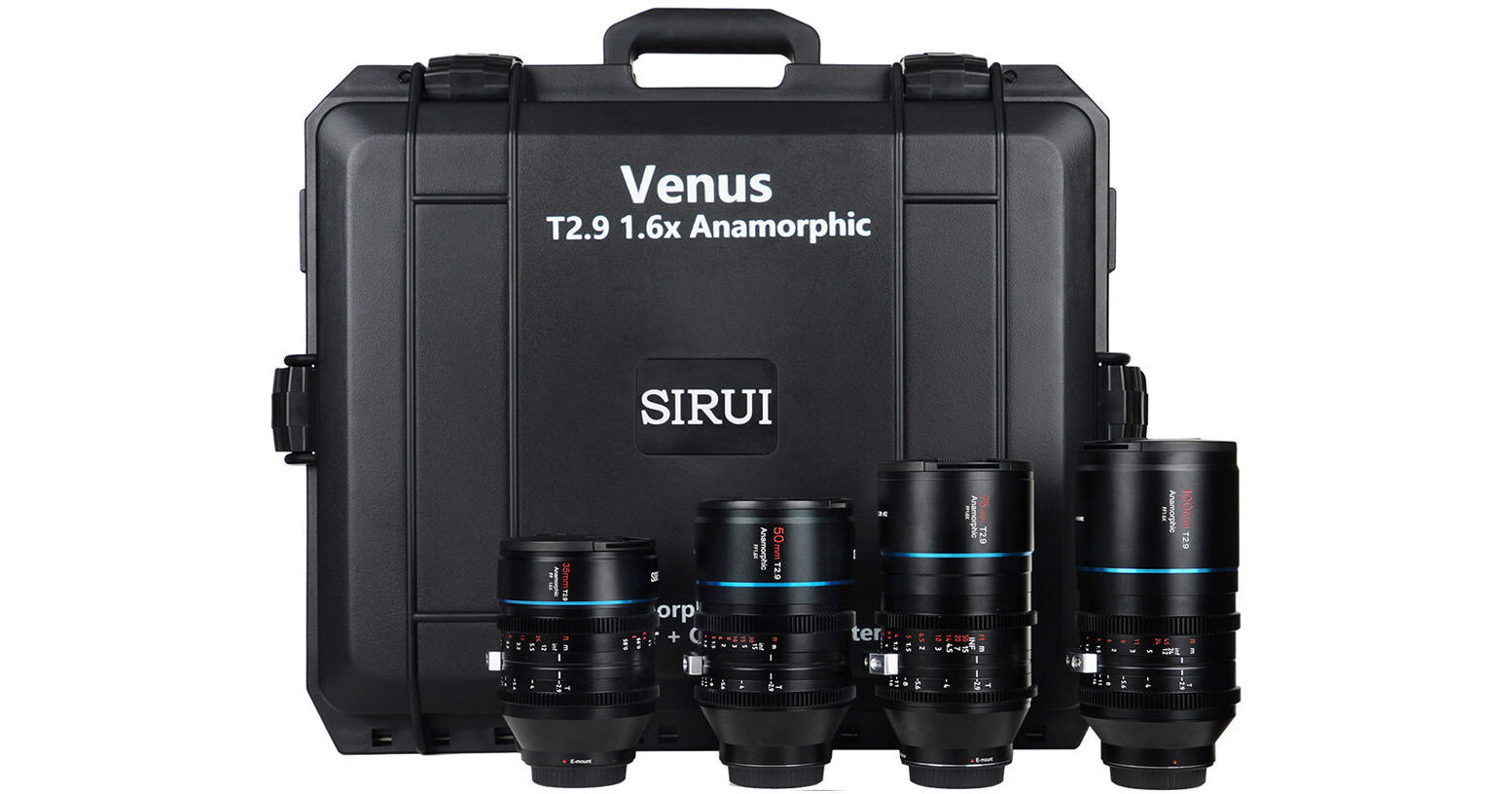 Set Obiettivi Anamorfici SIRIU Full-Frame T2.9 1.6x + Adattatore 1.25x (35/50/75/100mm) Per E-Mount