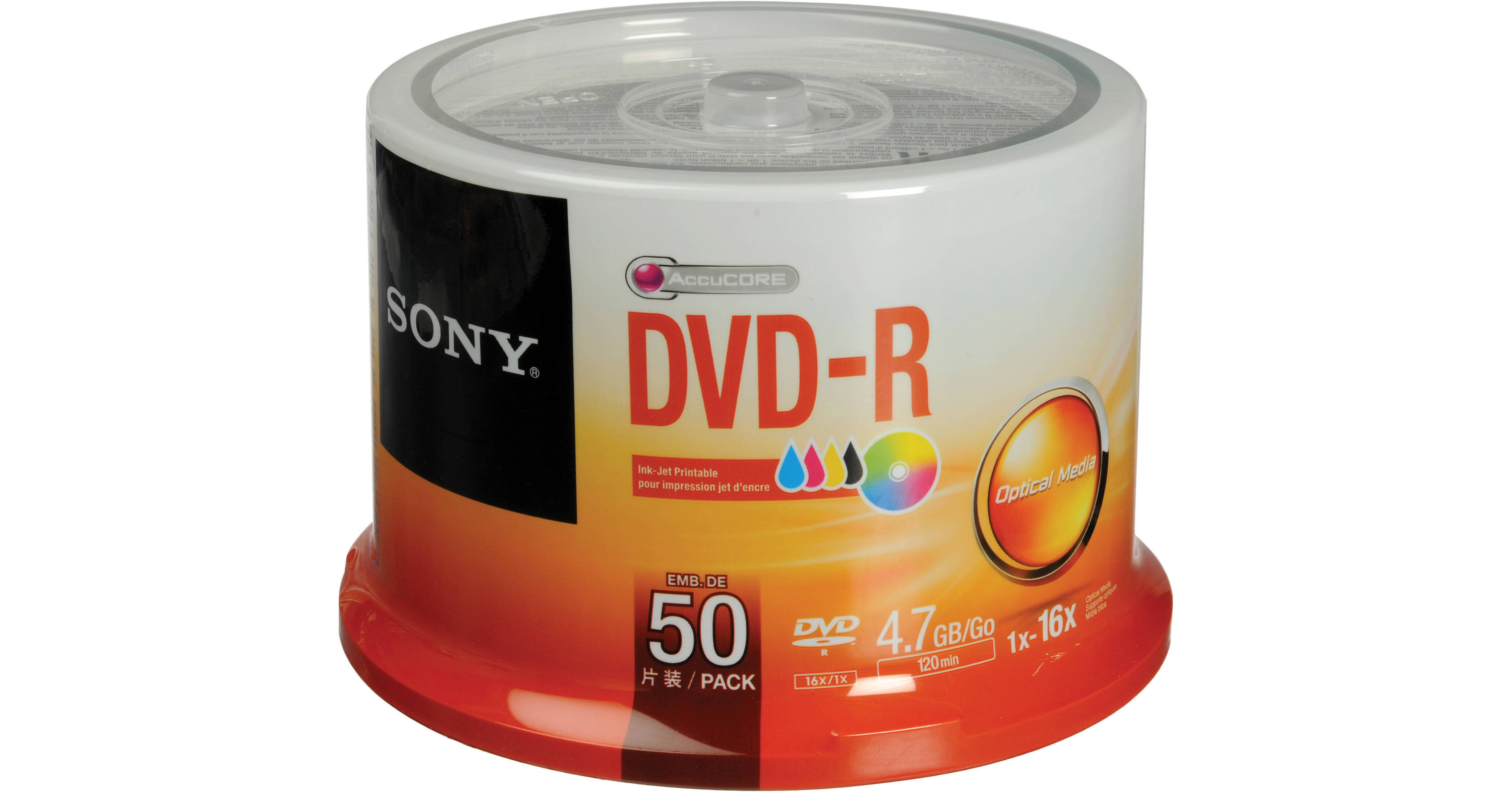 Sony DVD-R 4.7 GB White Inkjet Printable Recordable 50DMR47PP/US