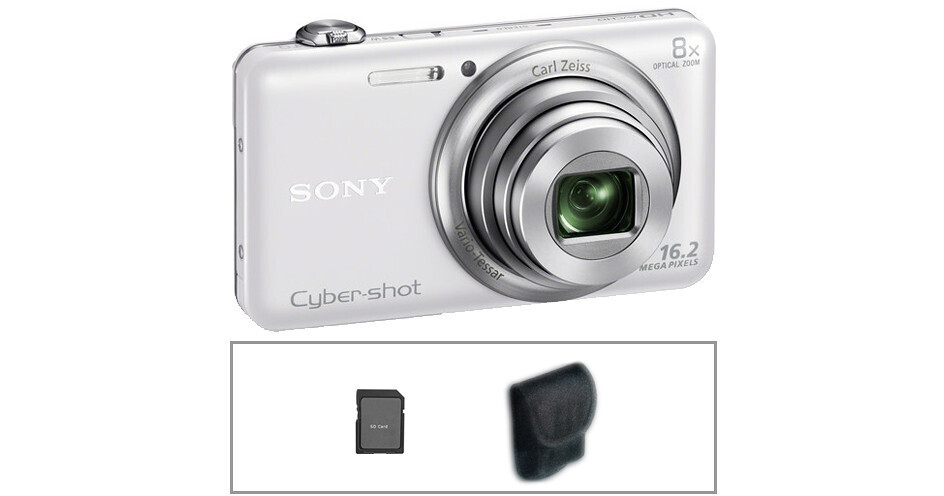 Sony Cyber-shot DSC-WX80 Digital Camera Basic Kit (White) B&H