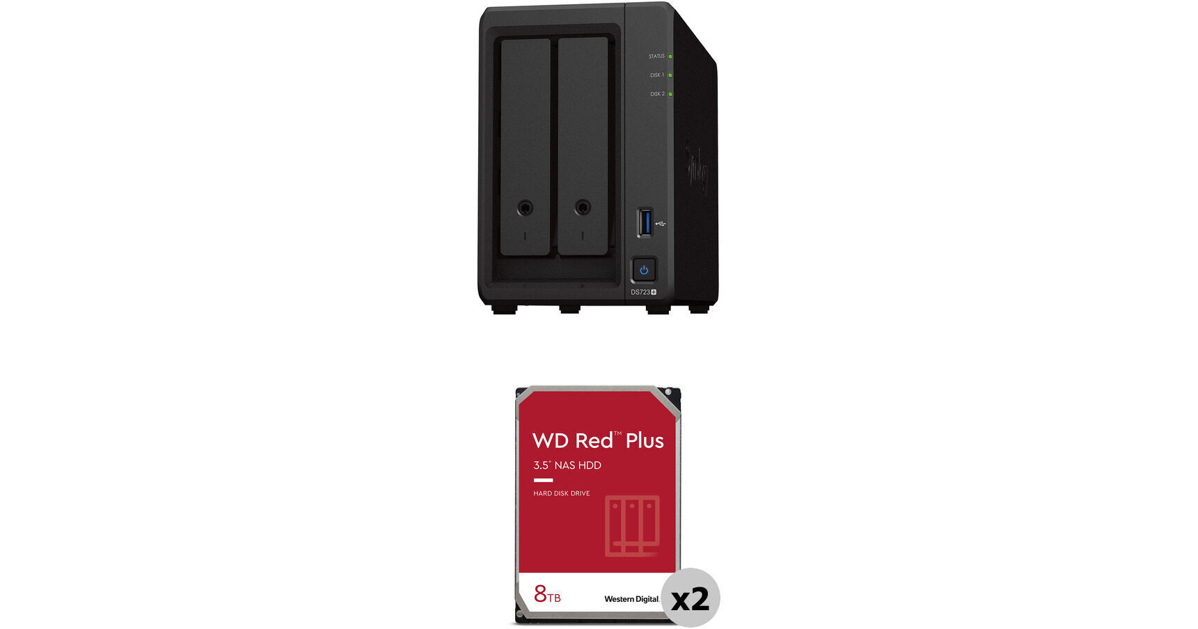 Synology 16TB DiskStation DS723+ 2-Bay NAS Enclosure Kit with WD