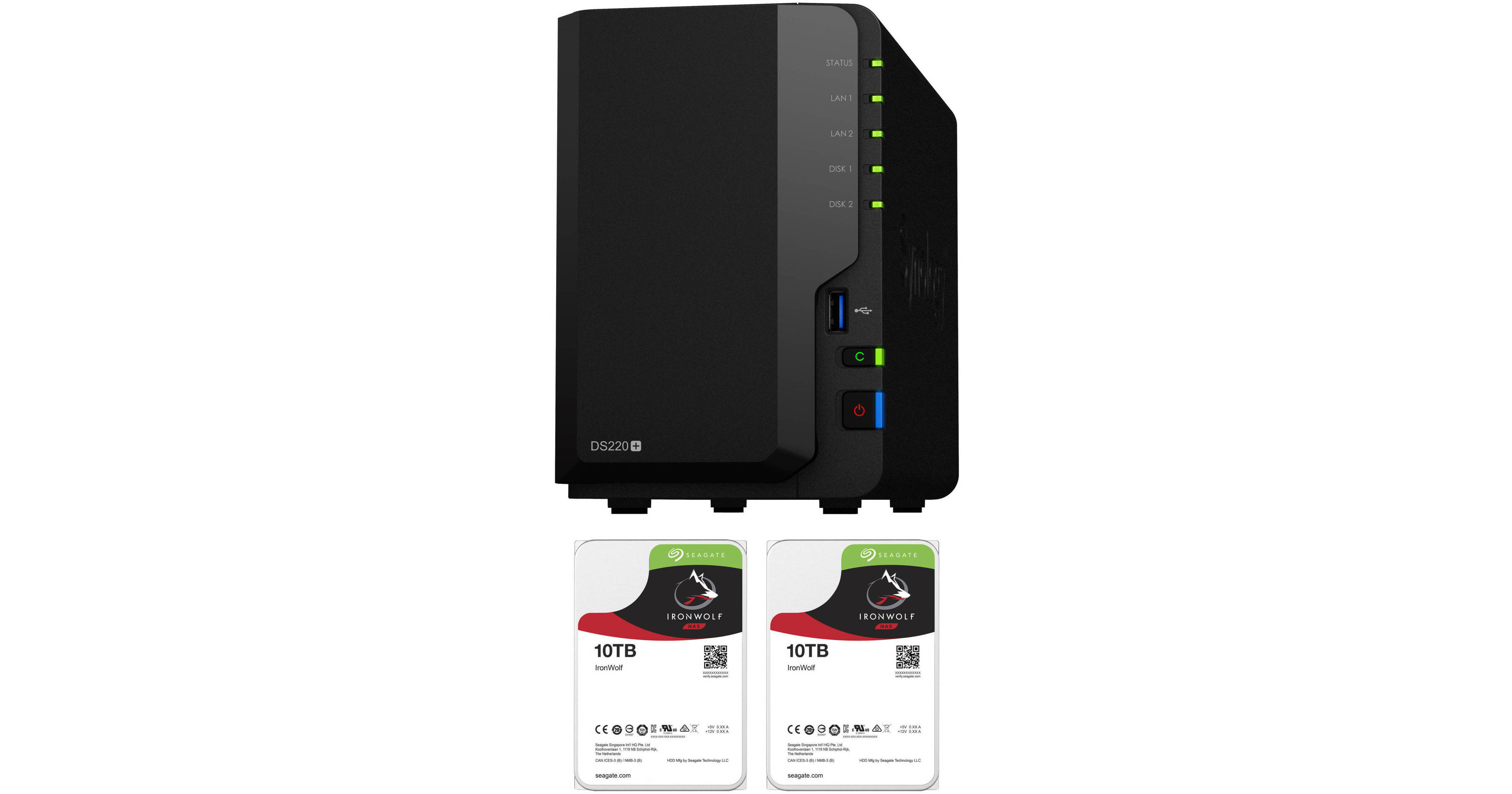 Synology 20TB DiskStation DS220+ 2-Bay NAS Enclosure Kit with