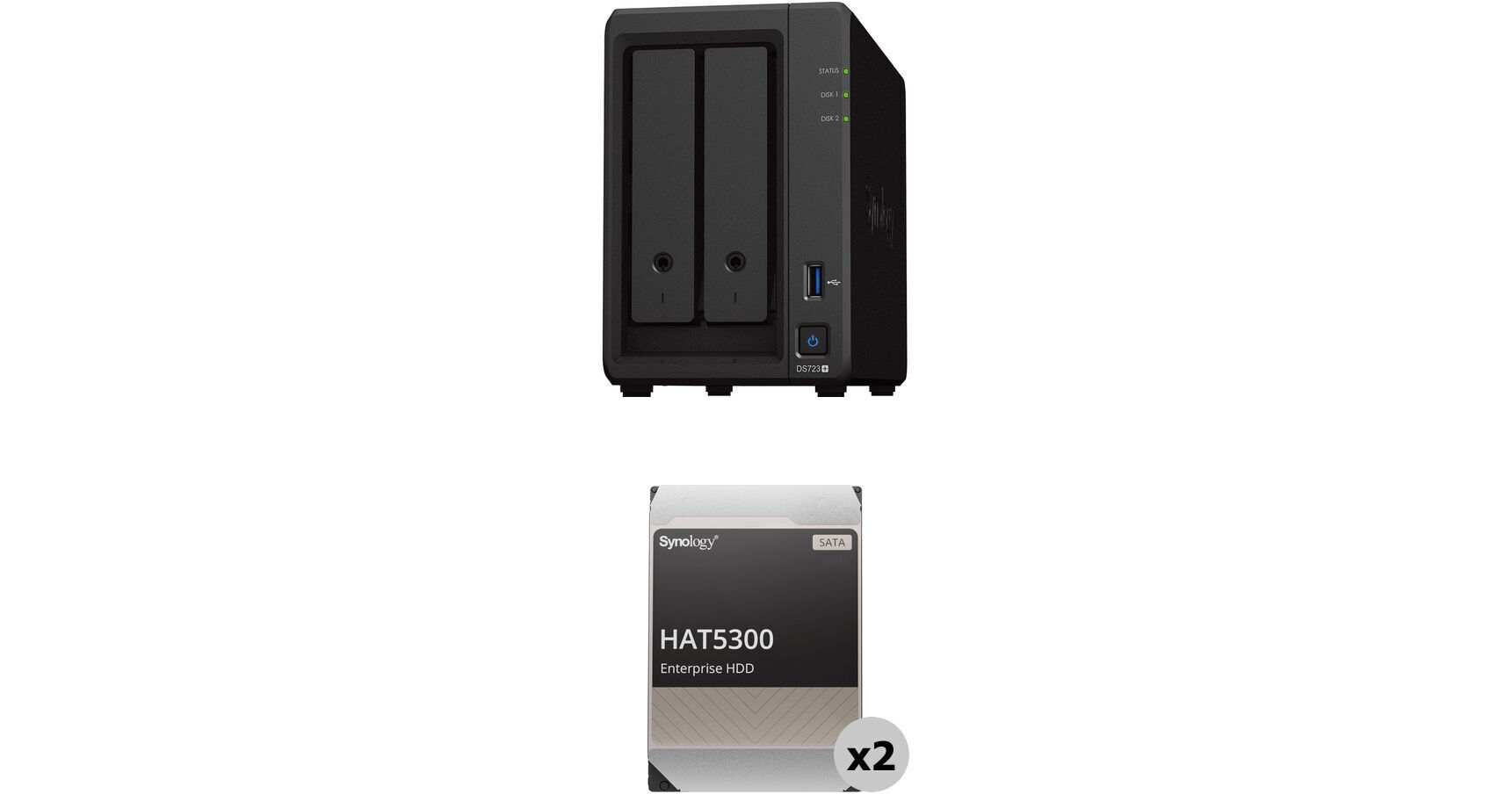 Synology 24TB DiskStation DS723+ 2-Bay NAS Enclosure Kit with