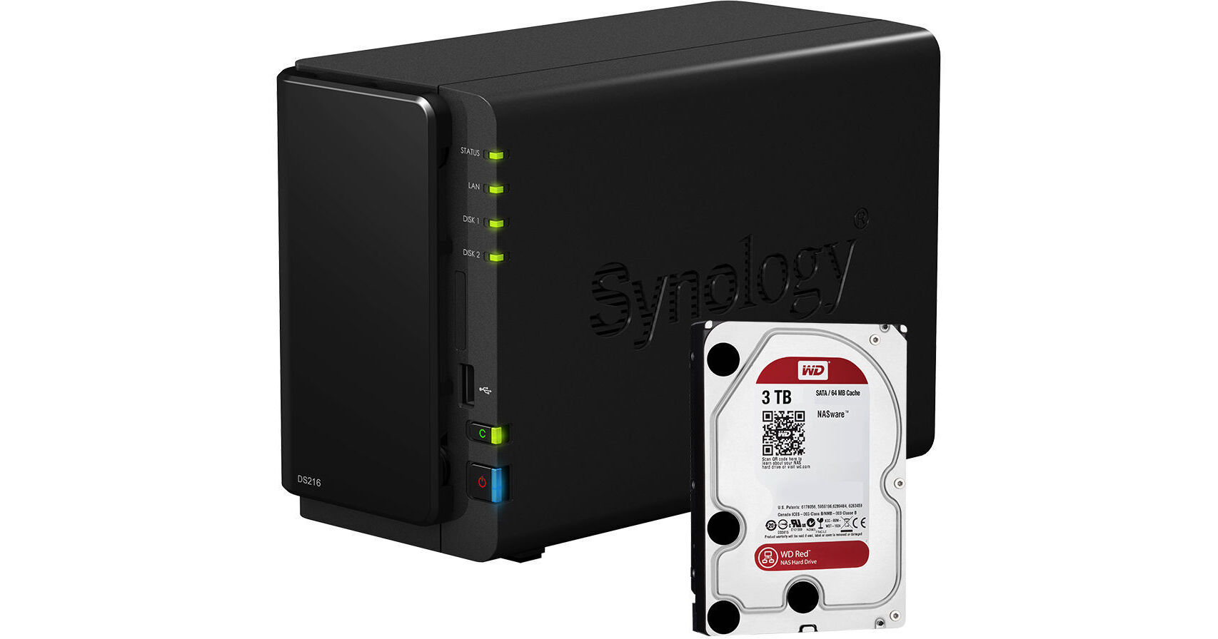 Synology 6TB (2 x 3TB) DiskStation DS216 2-Bay NAS Server Kit