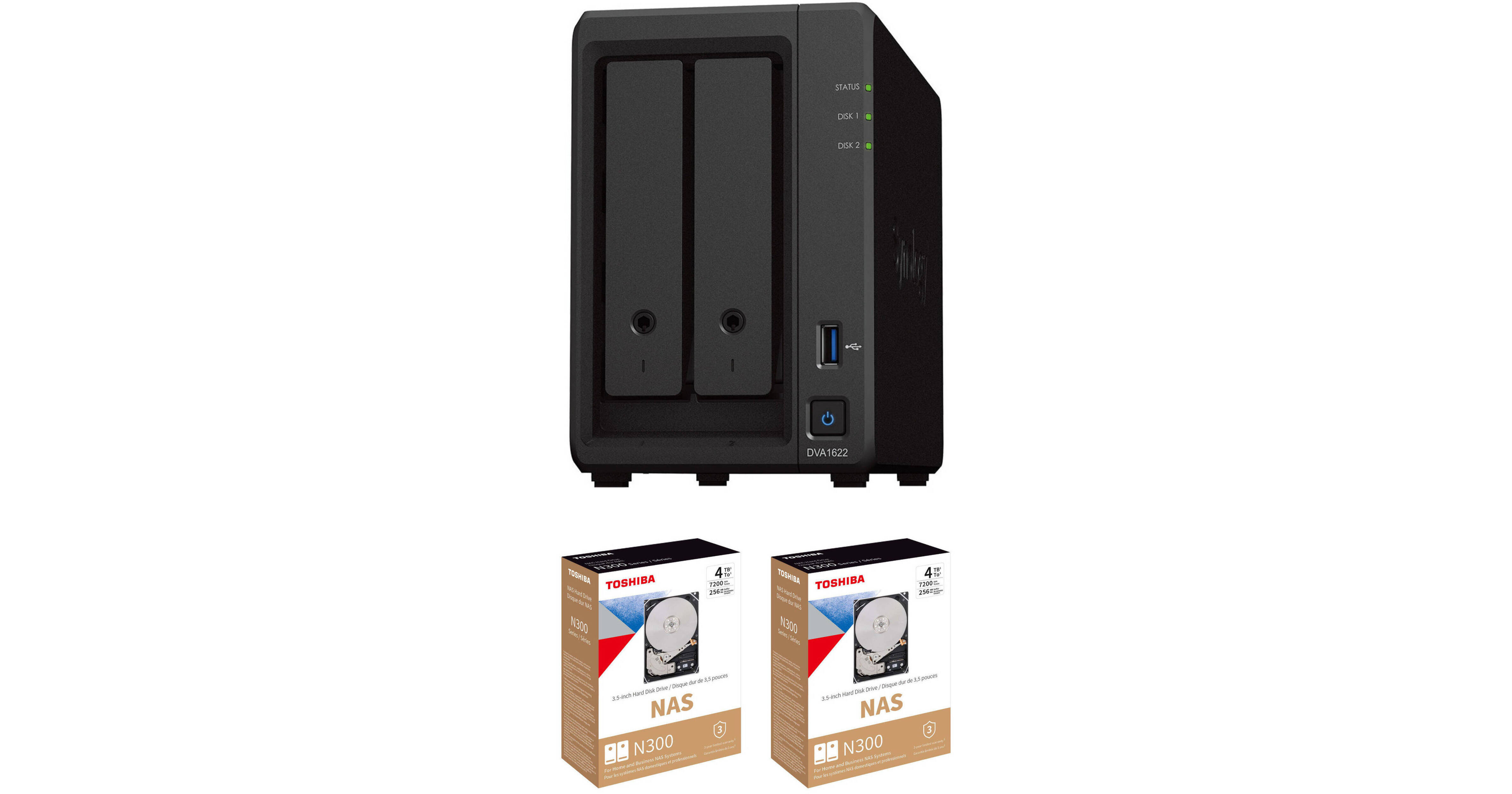 Synology 8TB DVA1622 16-Channel 2-Bay Deep Learning NVR
