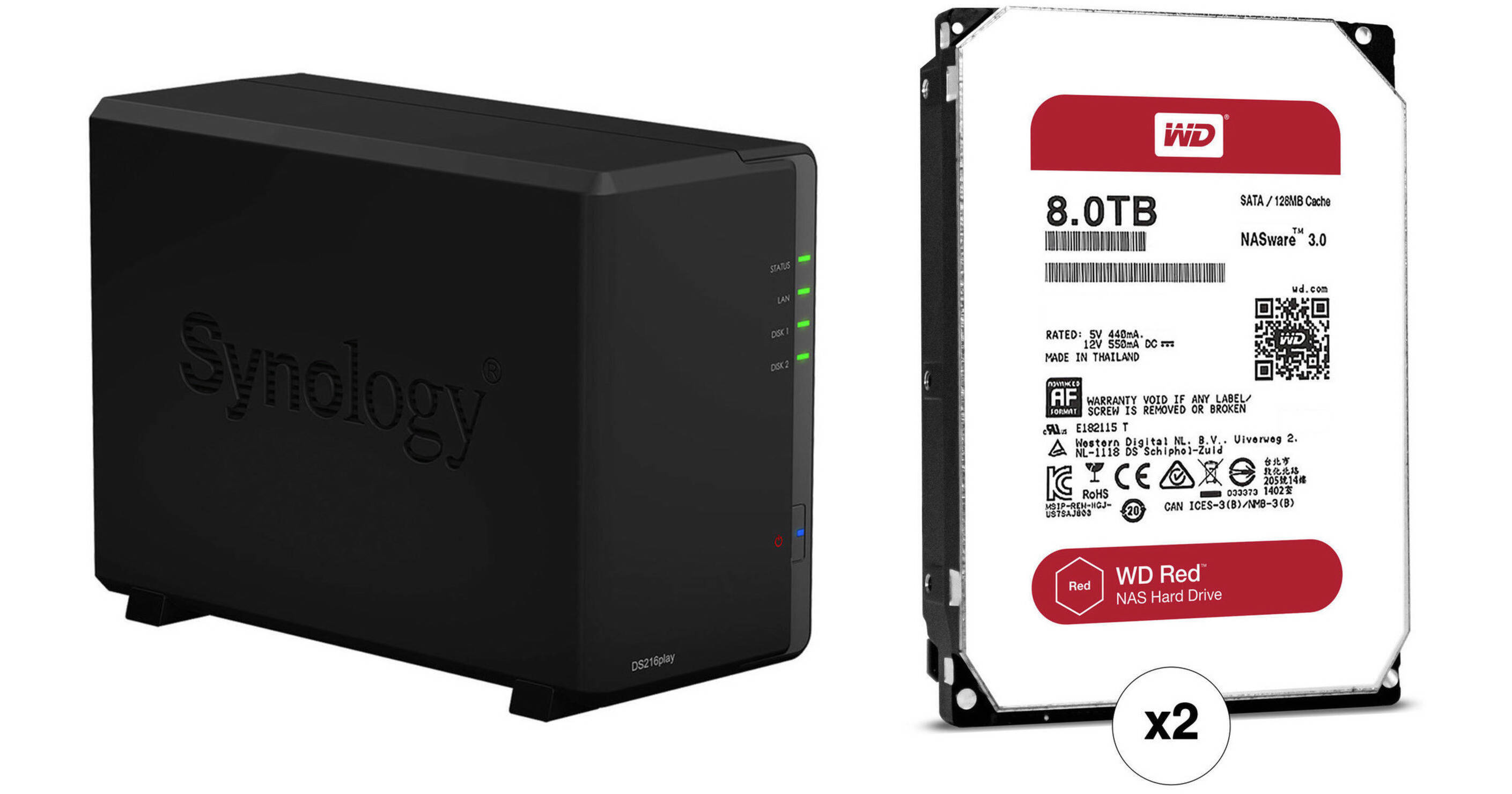 Synology NAS DS216play Synology DiskStation 16TB DS216play 2-Bay