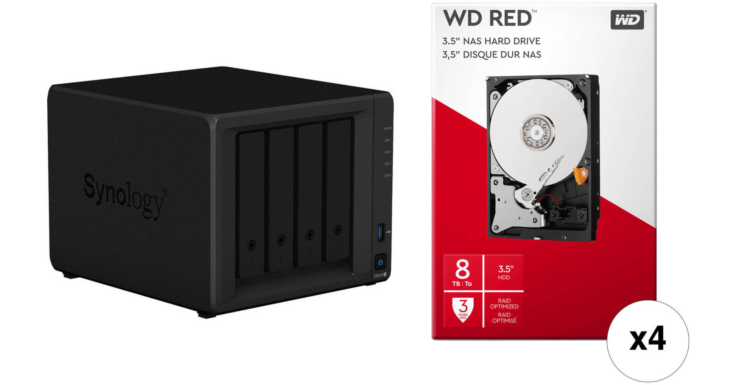 Synology DiskStation 32TB DS918+ 4-Bay NAS Enclosure Kit with WD