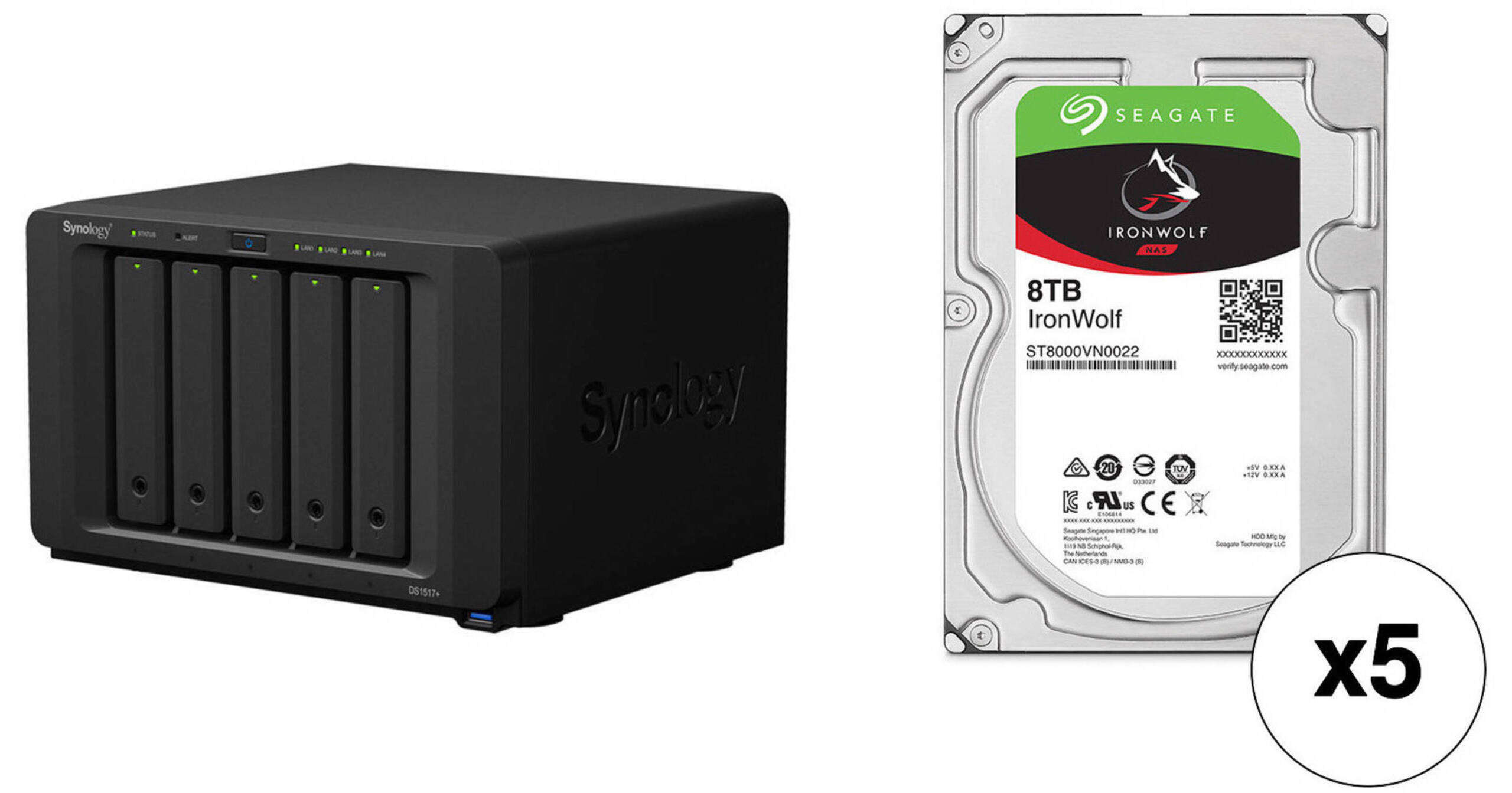 Synology DiskStation 40TB DS1517+ 5-Bay NAS Enclosure Kit with