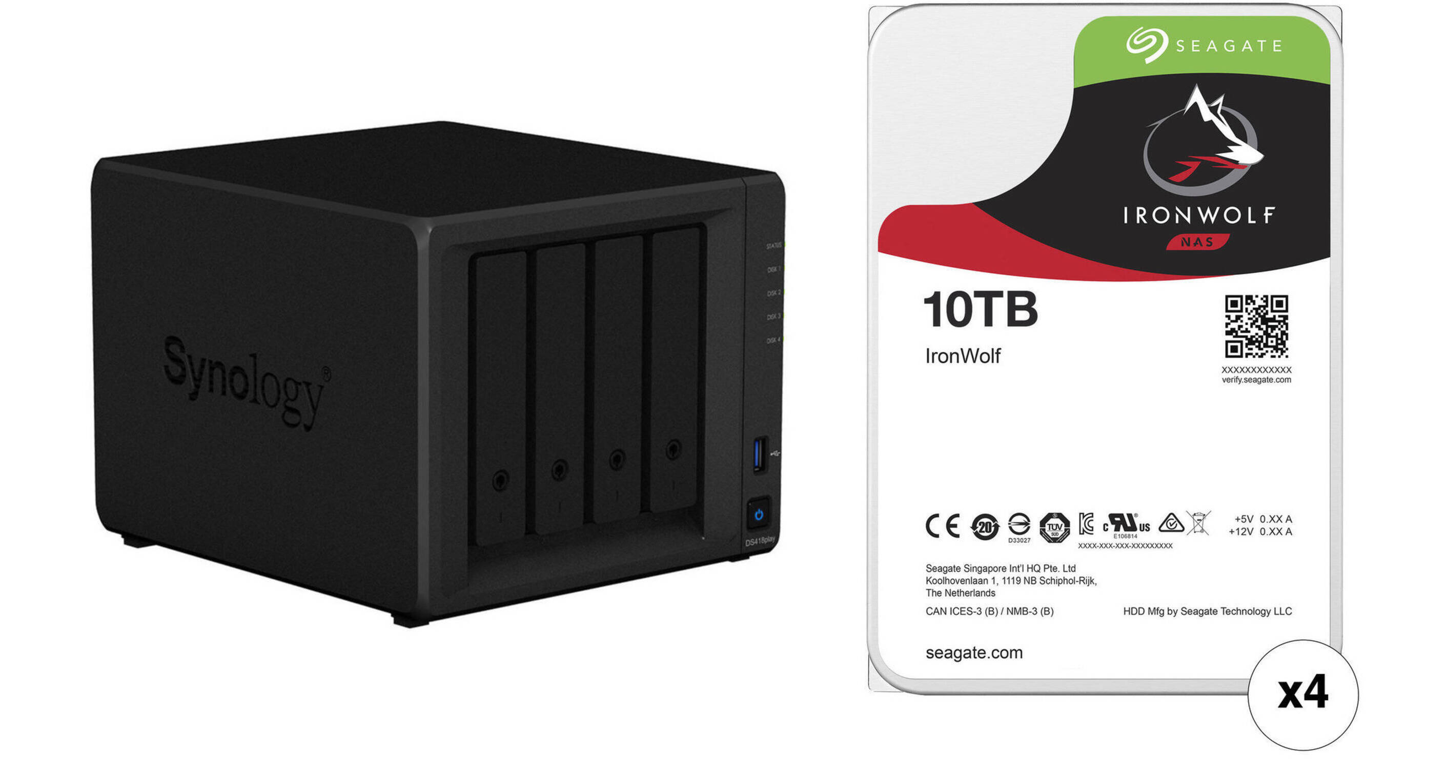 Synology DiskStation 40TB DS418play NAS Enclosure Kit with