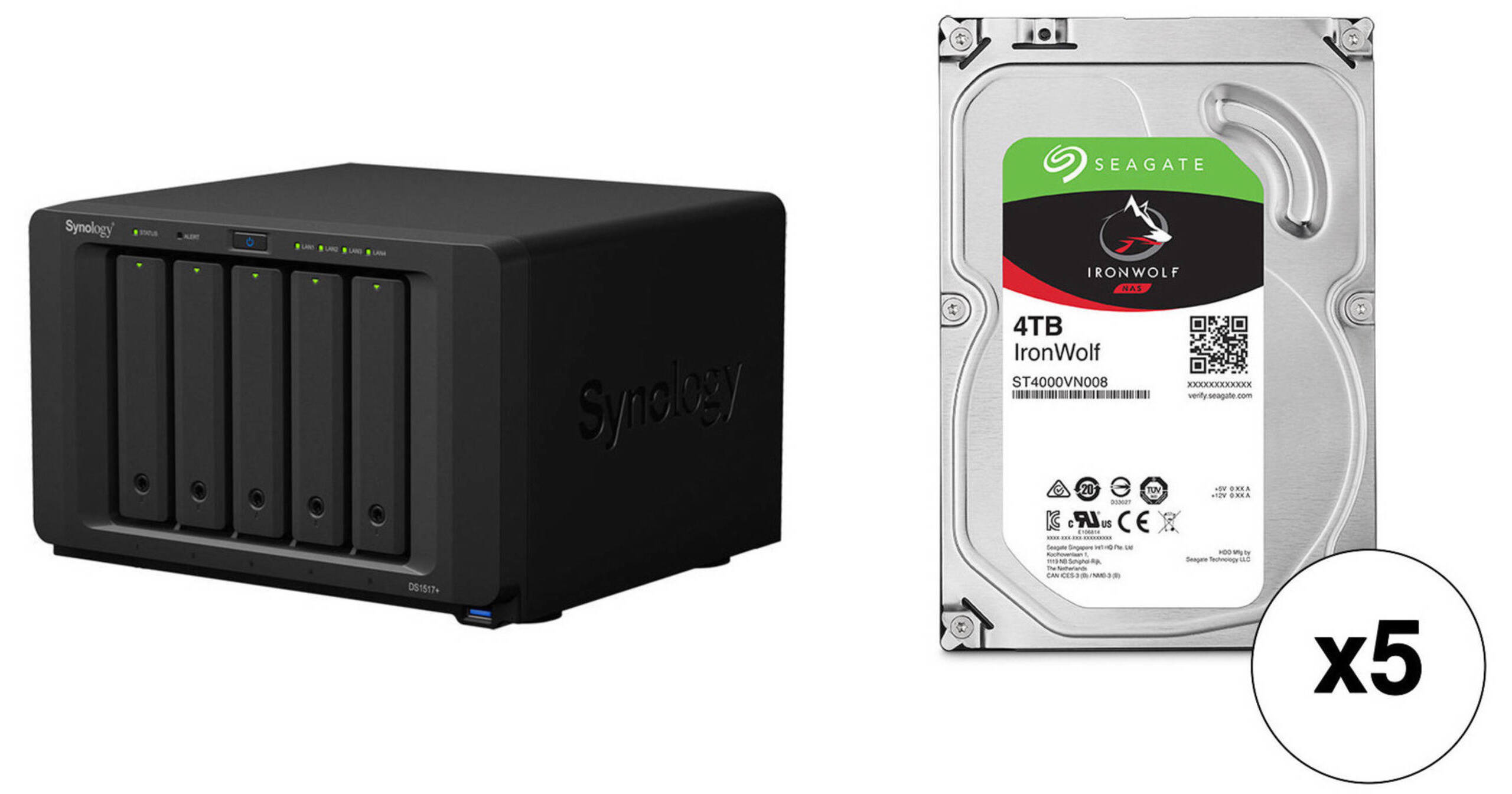 Synology DiskStation 20TB DS1517+ 5-Bay NAS Enclosure Kit with
