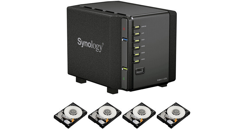 Synology DS411slim DiskStation 4-Bay NAS Server (Black) with