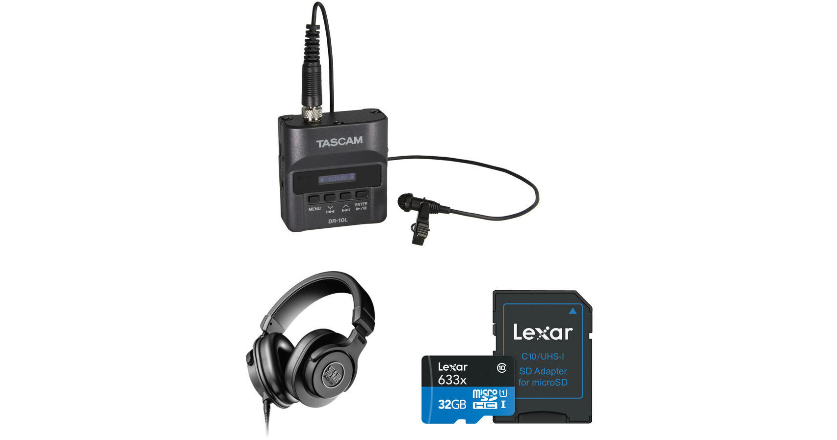 TASCAM DR-10L Digital Audio Recorder Kit with Monitor Headphones