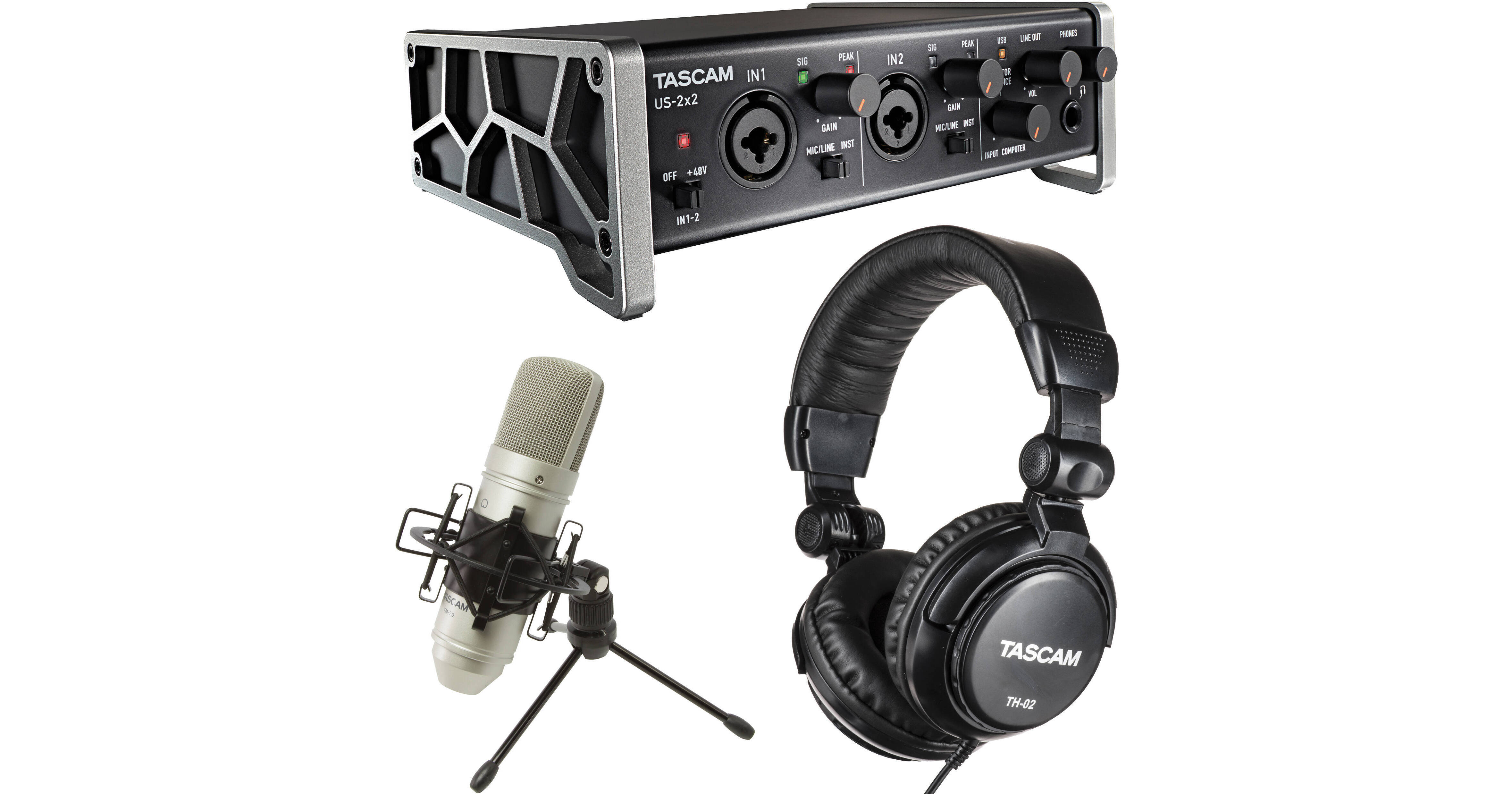 TASCAM Trackpack 2x2 Recording Package US-2X2TP B&H Photo Video