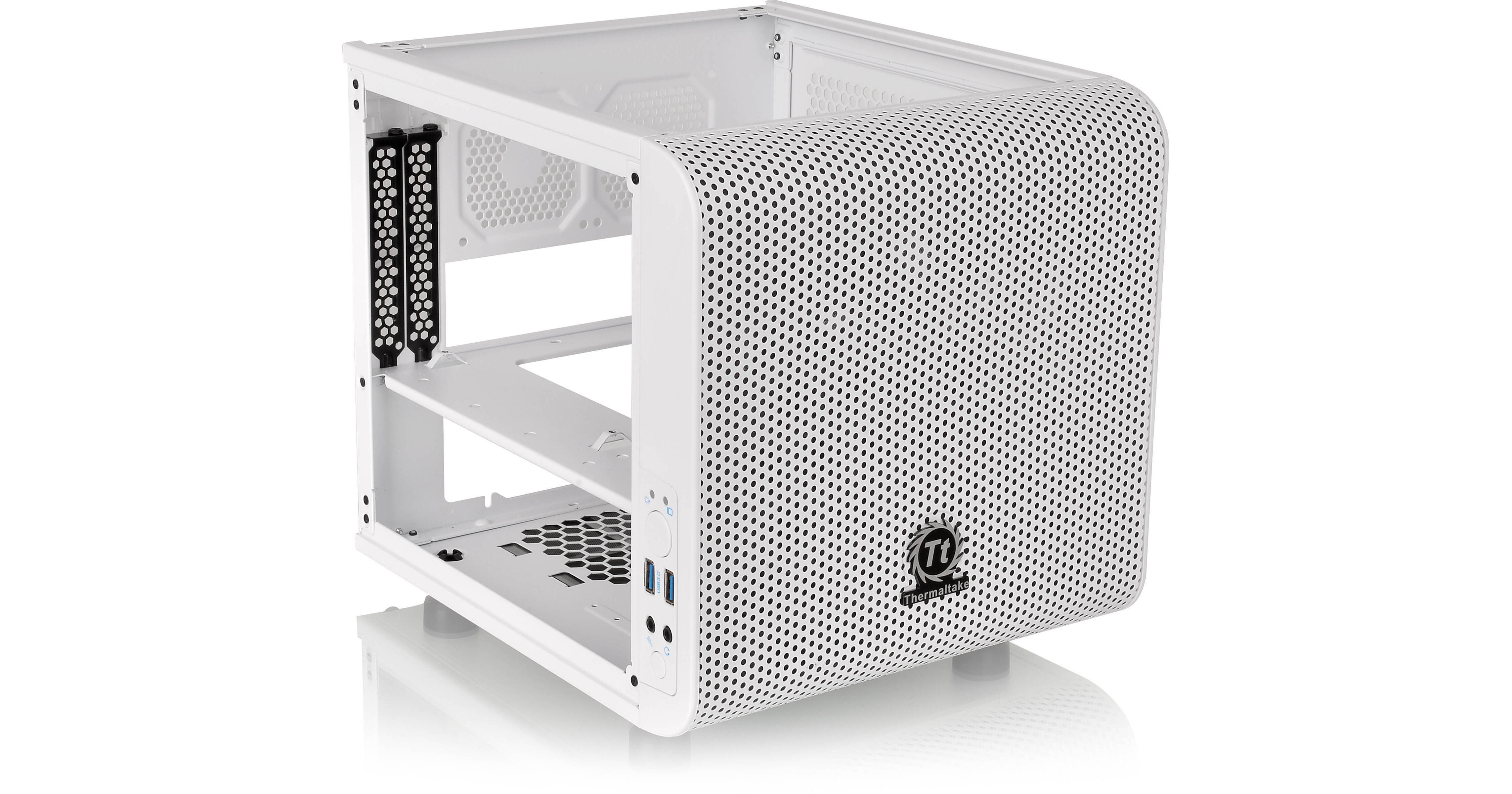Thermaltake Core V1 Snow Edition - Case Mini ITX Bianco Con Ventola Da 200 Mm Inclusa - Dimensioni 27,6 X 26 X 31,6 Cm