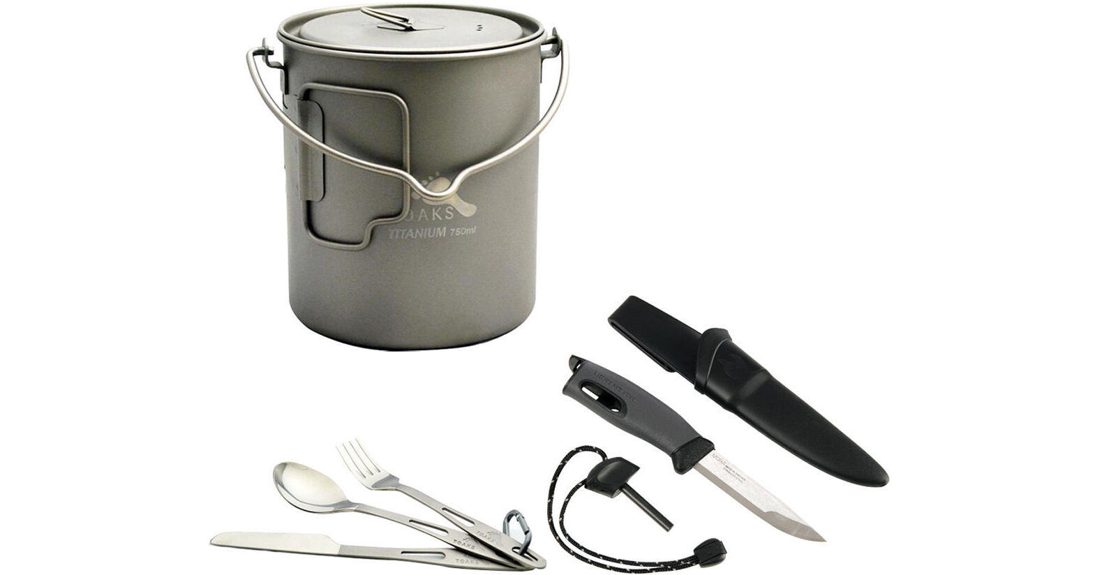 Toaks Outdoor Titanium 750mL Pot Kit with Cutlery Set &