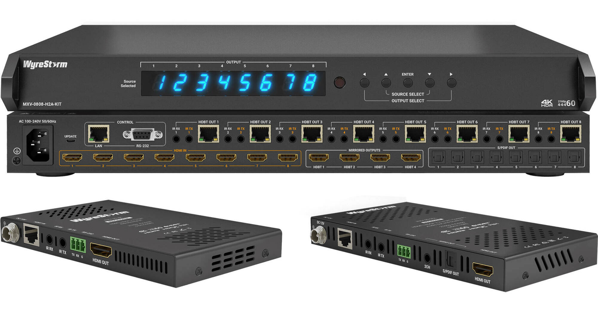 WyreStorm MXV-0808-H2A-KIT 4K60 8x8 HDBaseT MXV-0808-H2A-KIT B&H