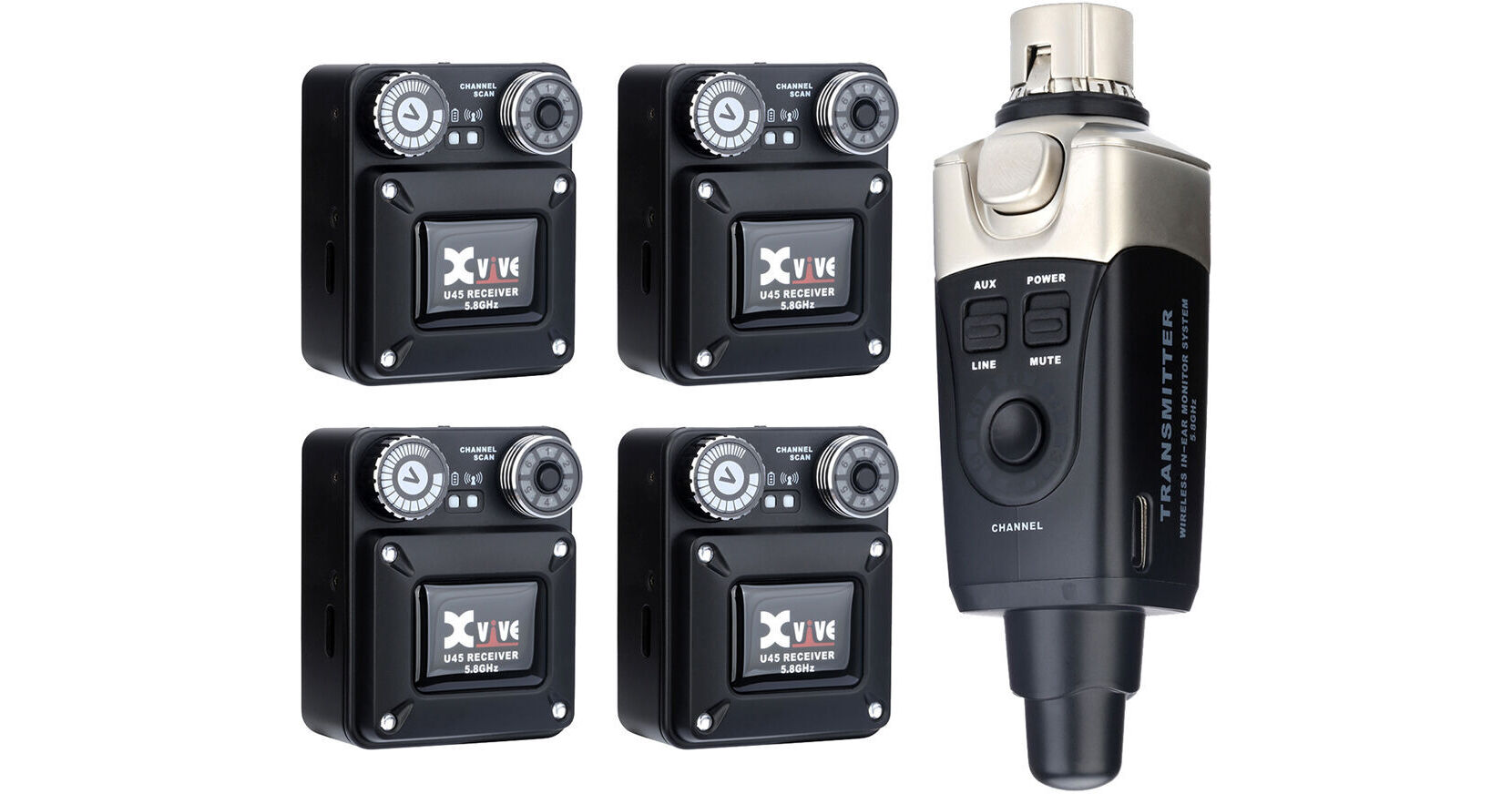 Xvive Audio U45R4 Wireless In-Ear Monitor System U45R4 BLACK B&H