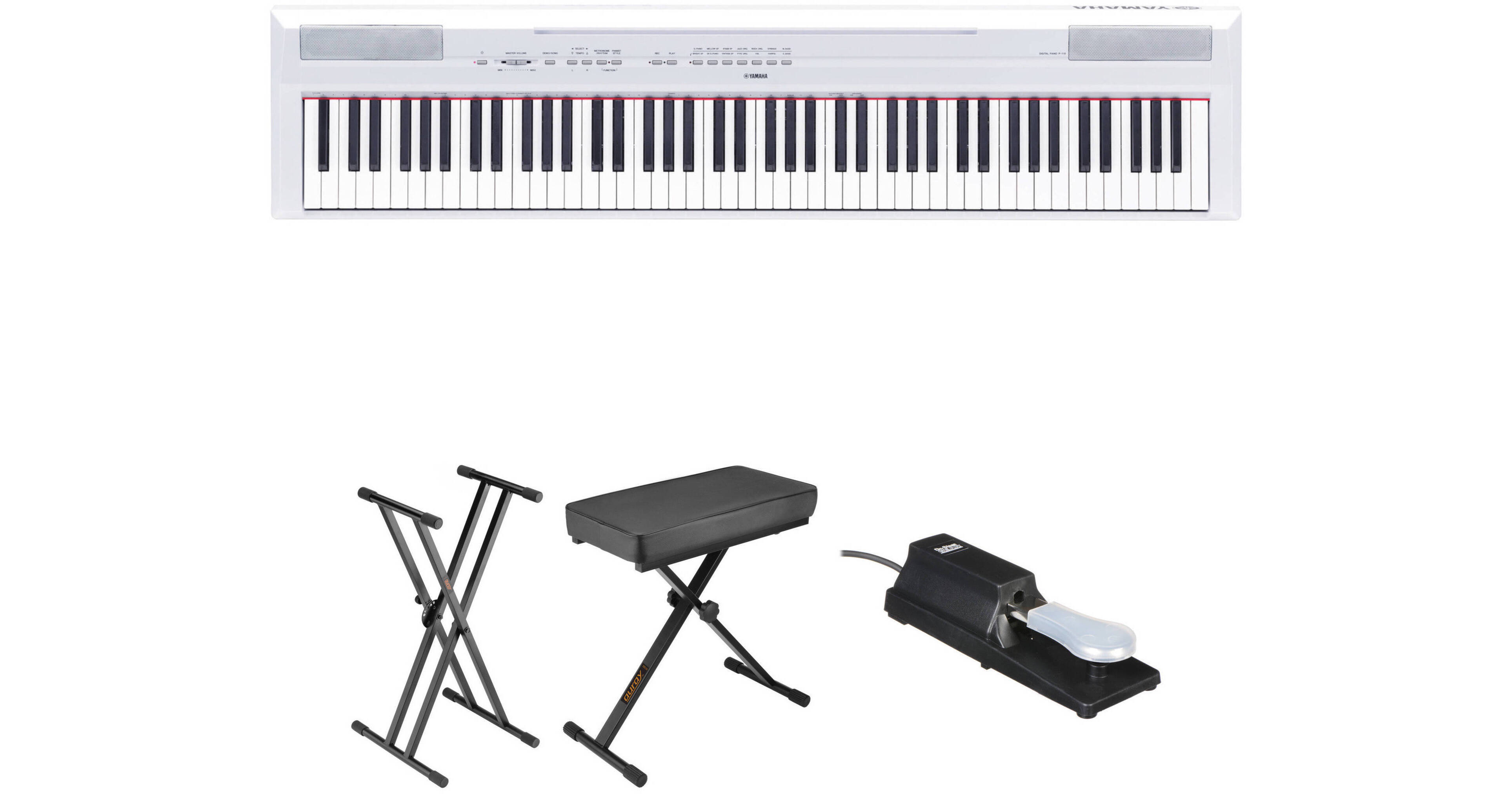 Yamaha P-115 Digital Piano Essentials Bundle (White) B&H Photo