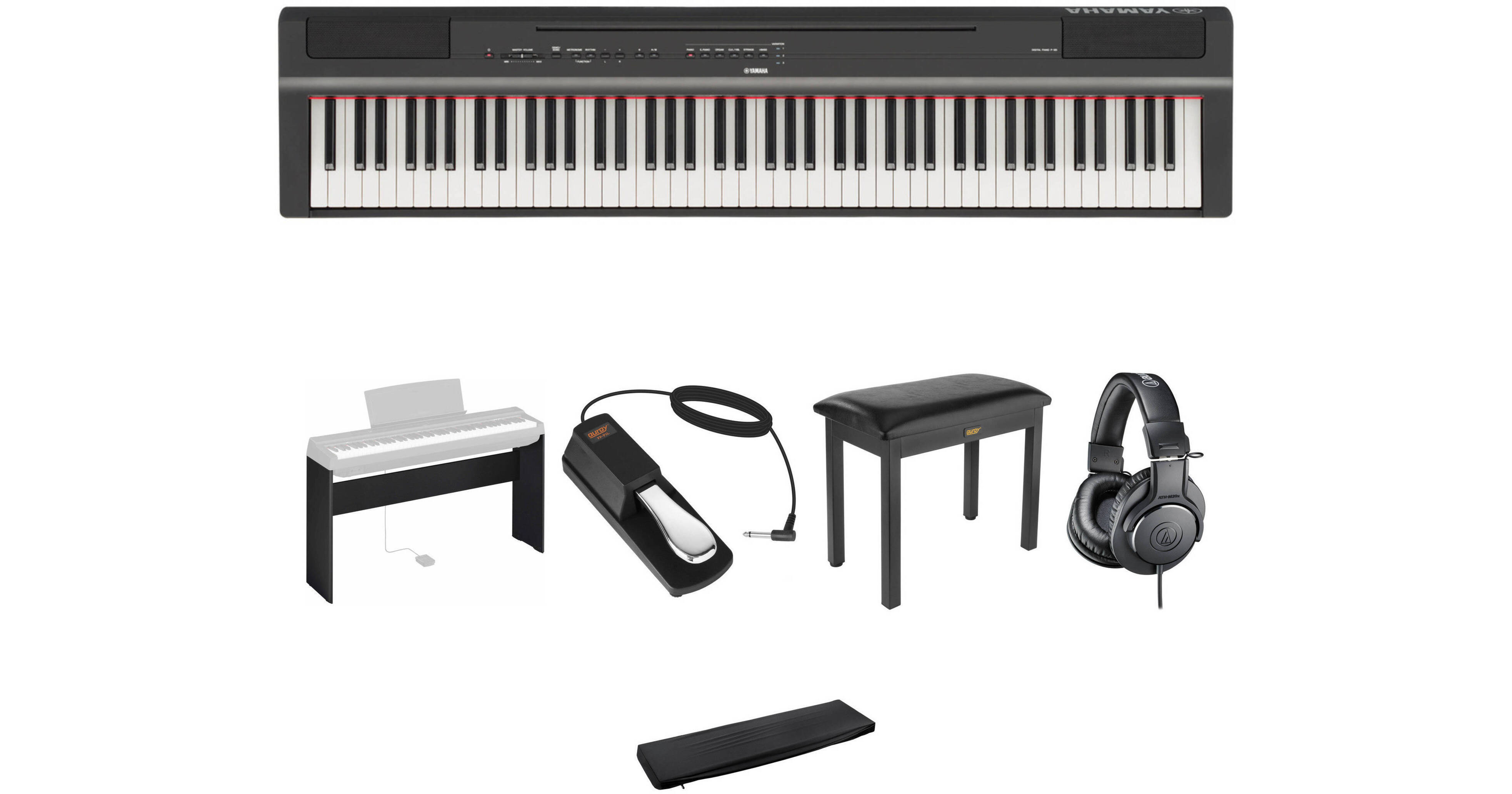 Yamaha P-125a 88-Key Digital Piano Kit with Wooden Stand, Bench,
