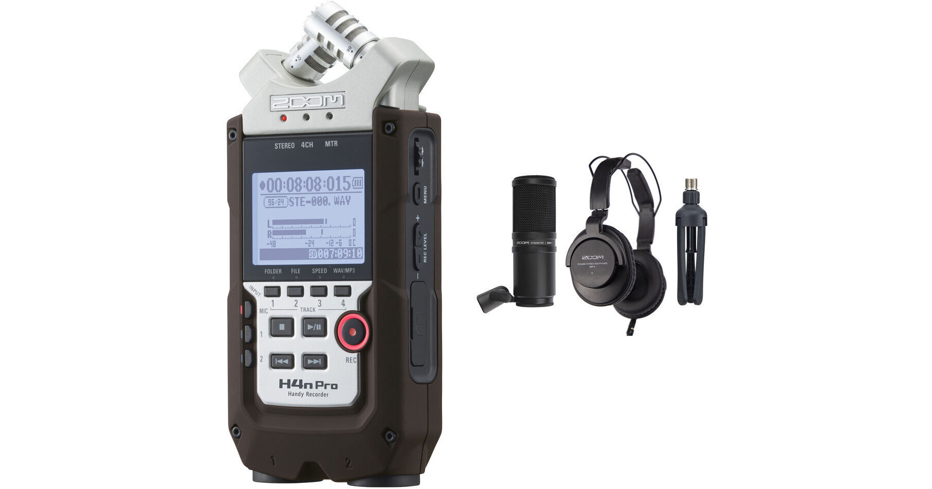 Zoom H4n Pro Portable Recorder Kit and ZDM-1 Podcast Mic Pack