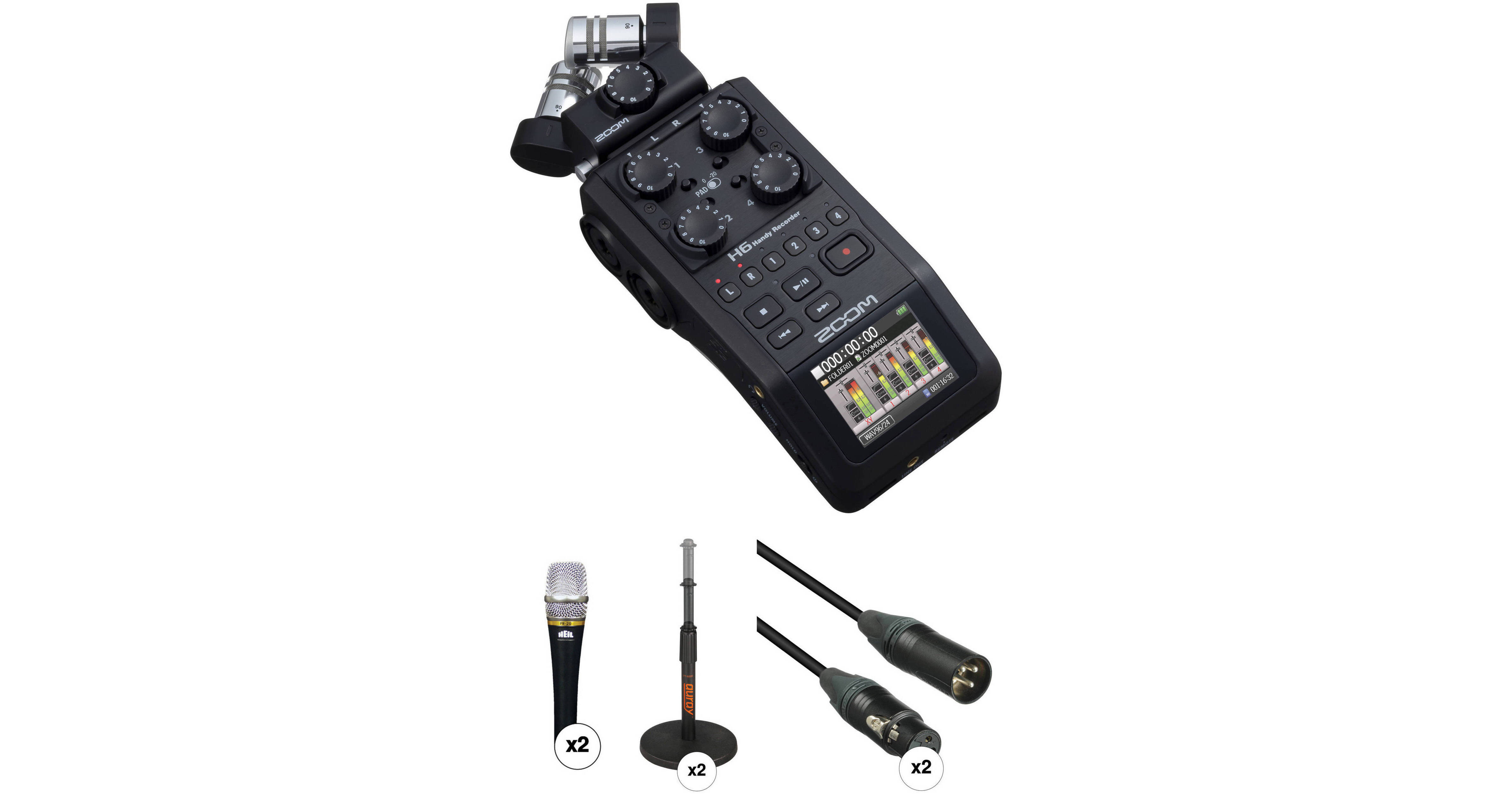 Zoom H6 Recorder Podcast Kit with Two Heil Sound PR20
