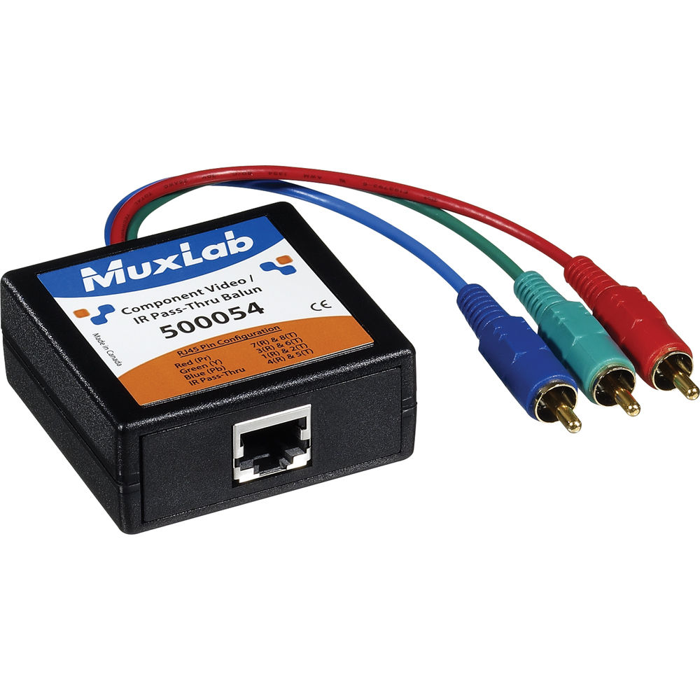 MuxLab Component Video IR Pass Thru Balun Male 500054 B H
