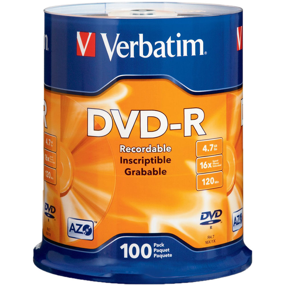 Verbatim DVD R 4 76GB 16x 100 Pack 95102 B H Photo Video