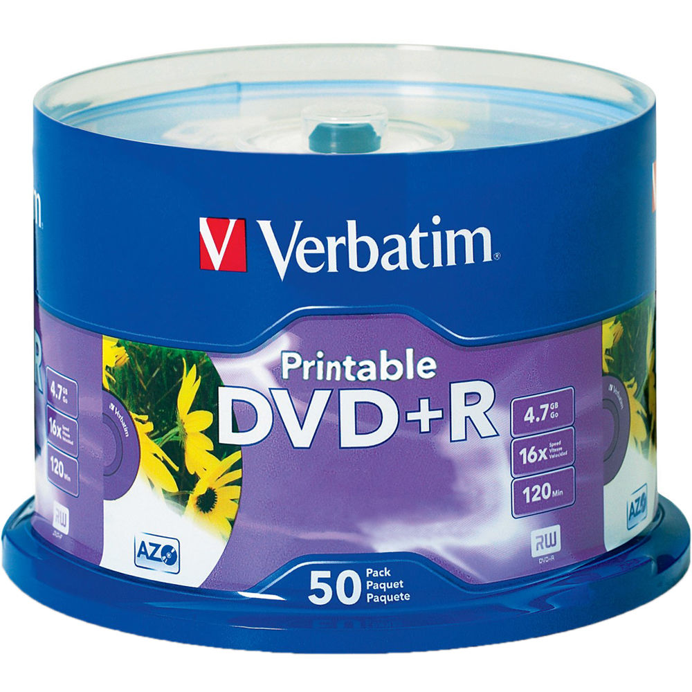 Verbatim DVD R White Inkjet Printable Recordable Disc 95136 B H
