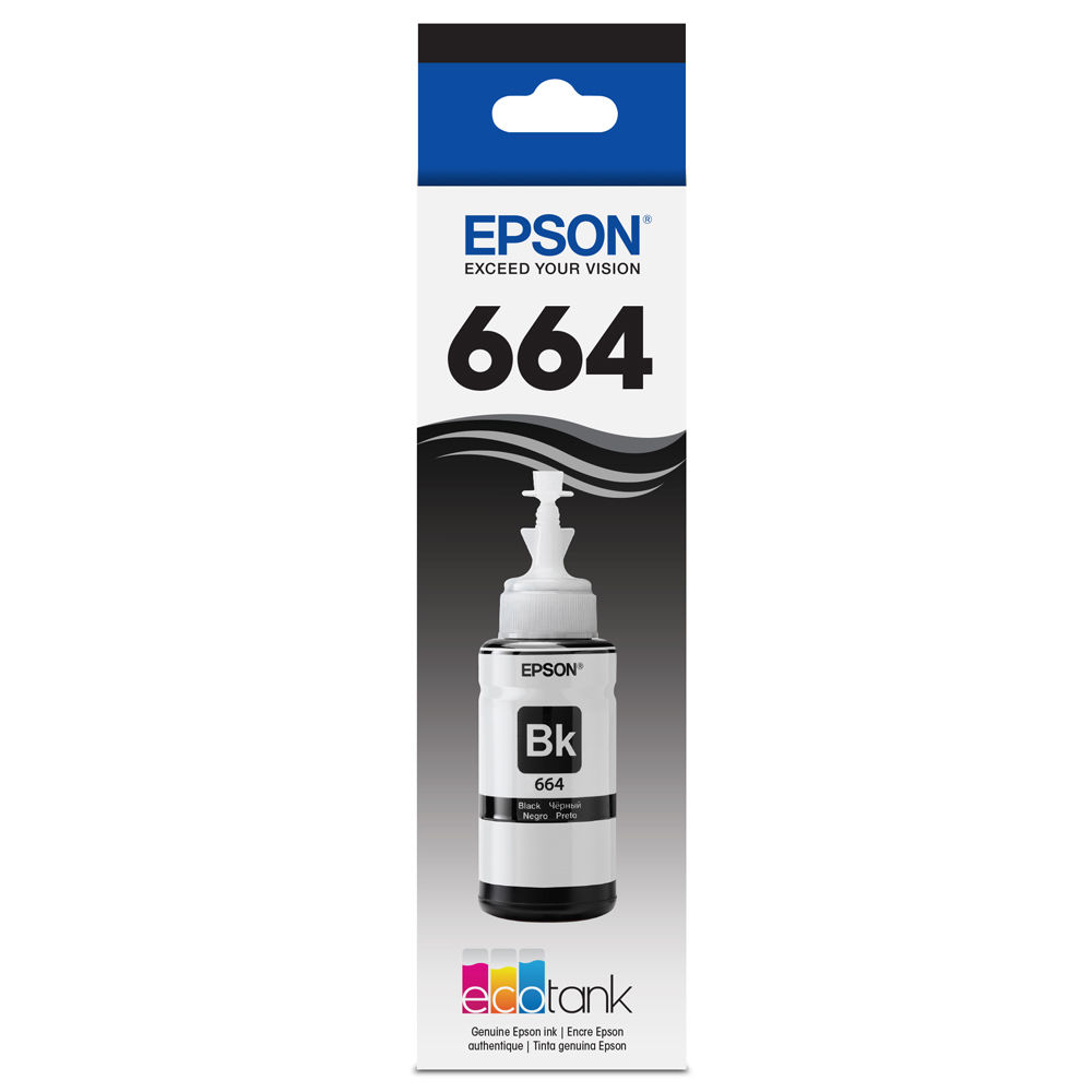 Epson T664 Black Ink Bottle with Sensormatic (70mL) T664120-S