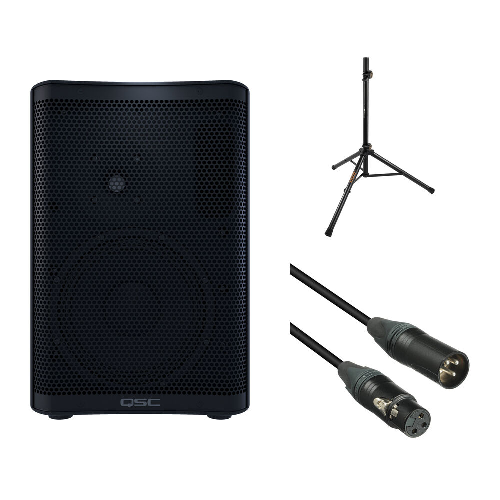 QSC CP8 Compact Loudspeaker with Stand and Cable Kit B&H Photo