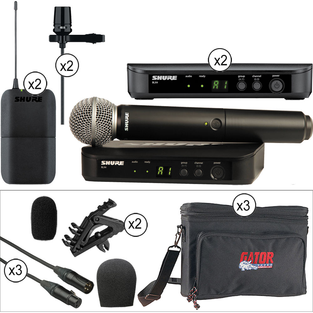 Shure BLX Handheld and Dual Lavalier with Accessories Wireless