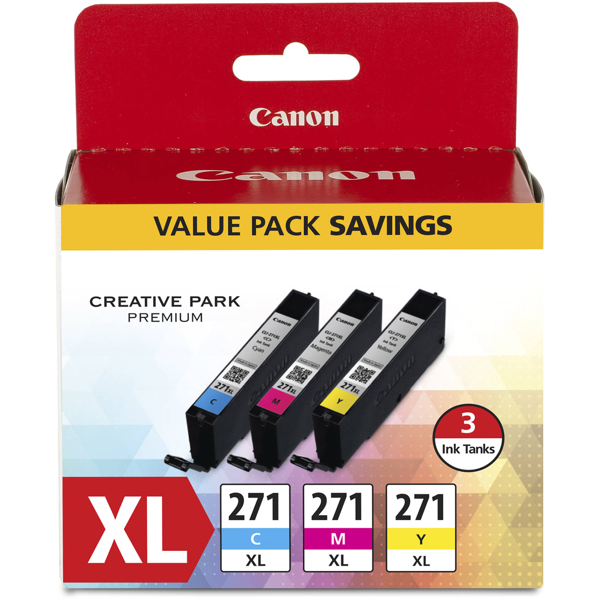 Canon CLI-271XL CMY Ink Tank 3-Pack 0337C005AA B&H Photo Video