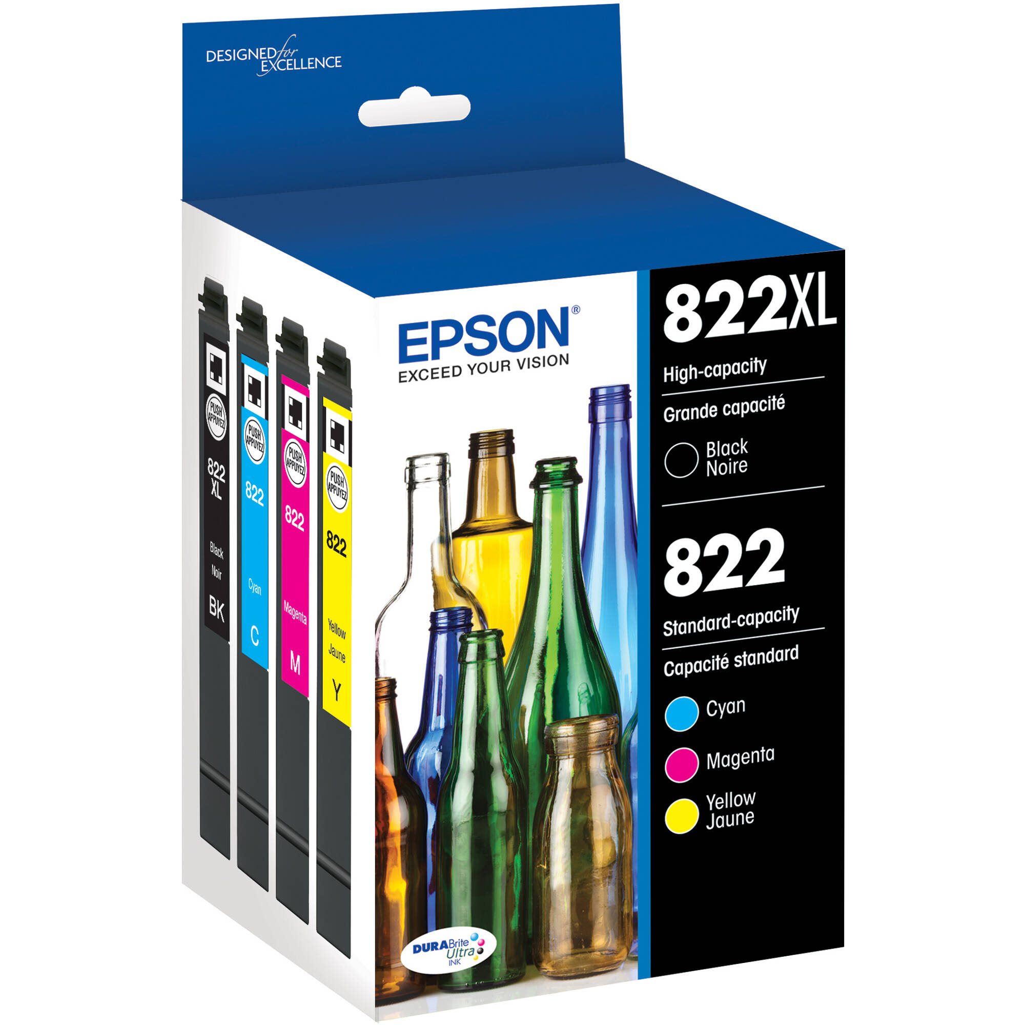 Epson t822 high capacity black and standard capacity t822xl bcs